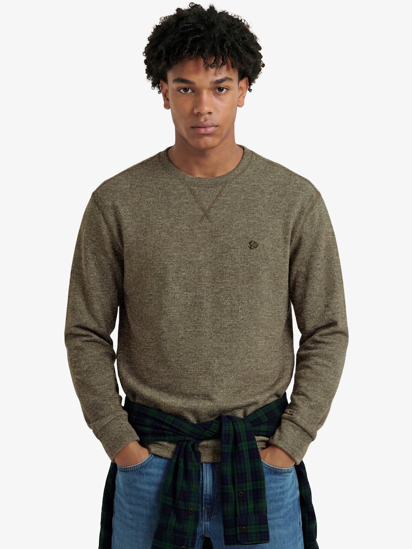 Image 1 of 4 of Superdry Mens Classic Slub Waffle Regular Fit Long Sleeve T-Shirt - Green