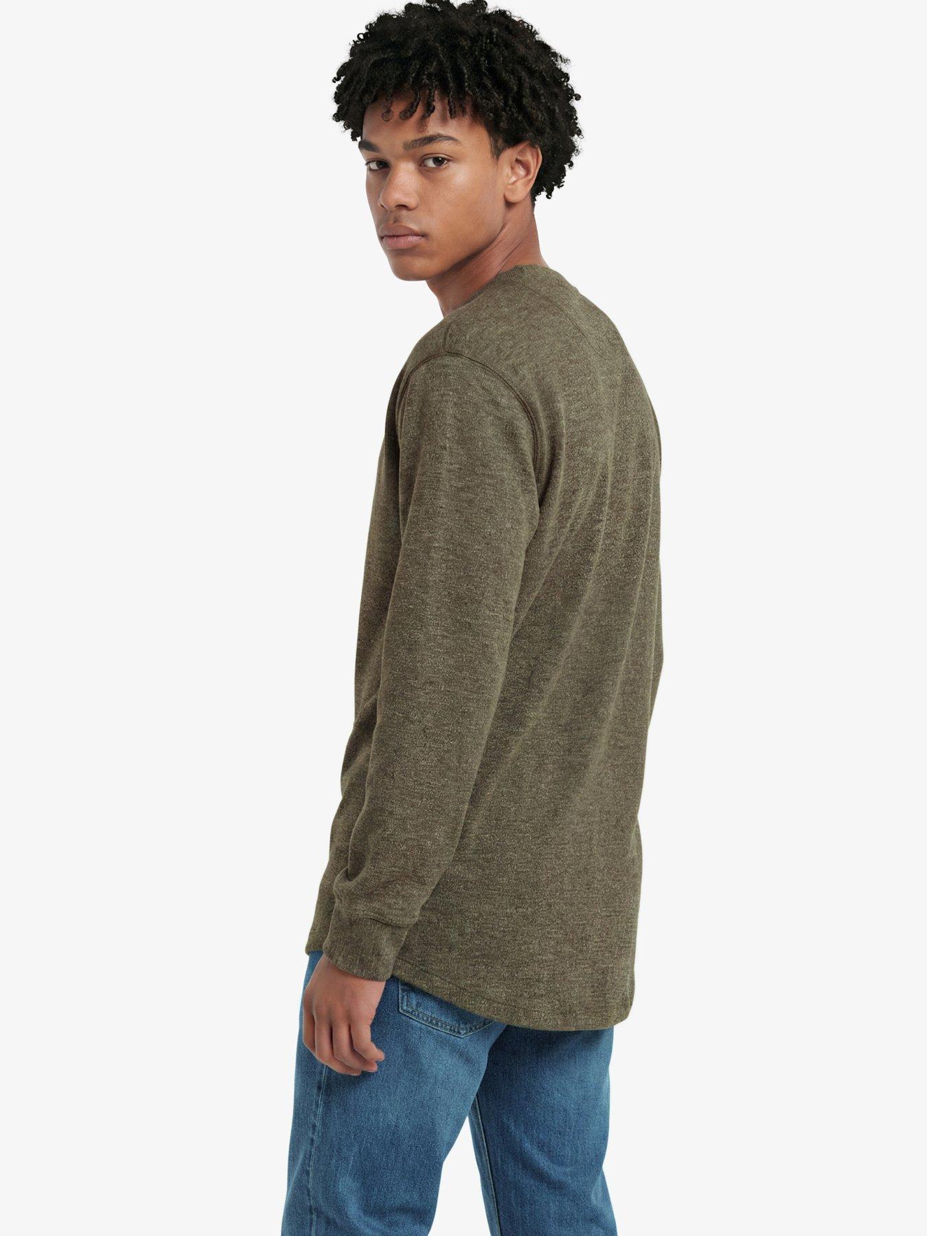 Image 2 of 4 of Superdry Mens Classic Slub Waffle Regular Fit Long Sleeve T-Shirt - Green