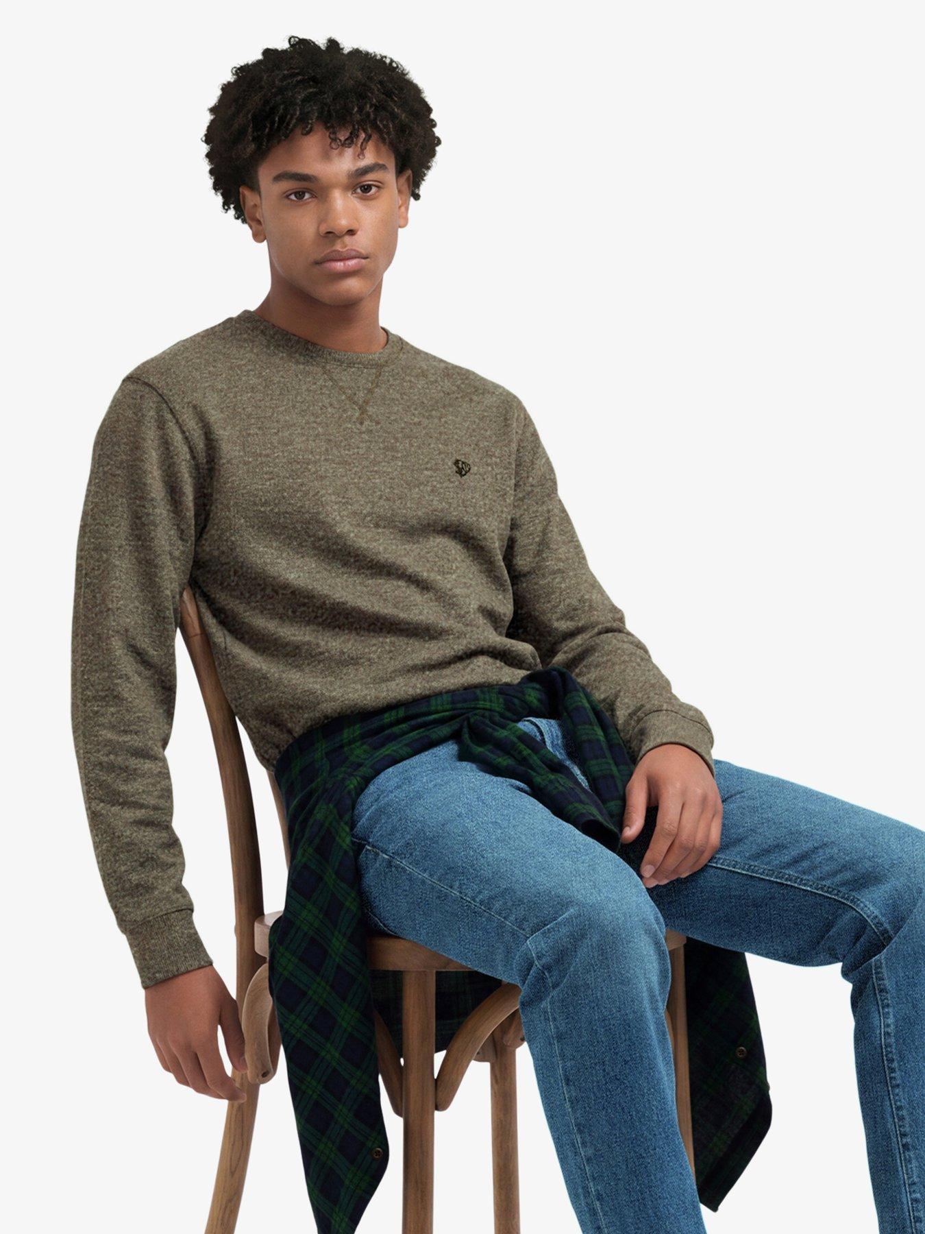 Image 3 of 4 of Superdry Mens Classic Slub Waffle Regular Fit Long Sleeve T-Shirt - Green