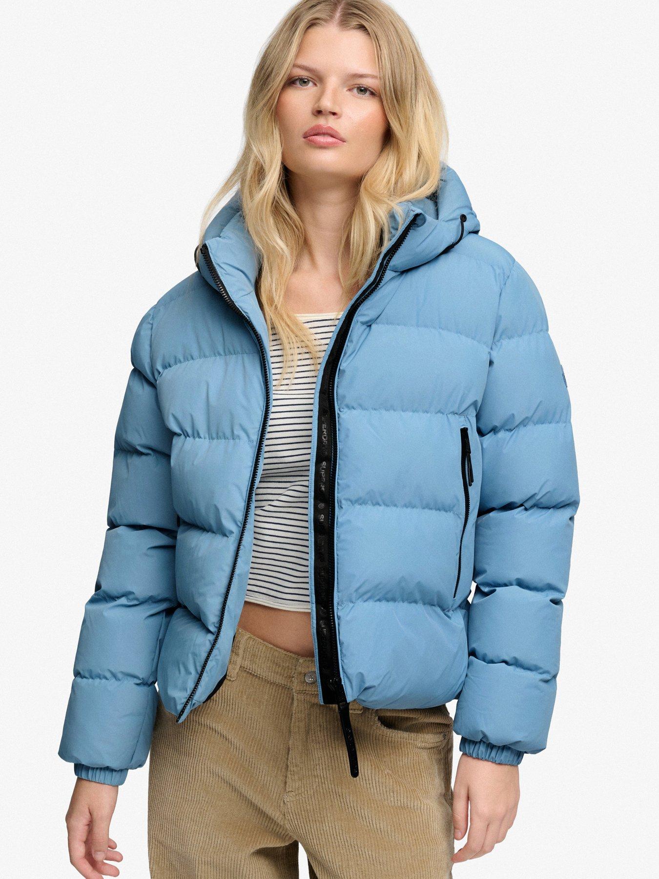 Superdry Women's Blue Hooded Sports Puffer Jacket - Image 2