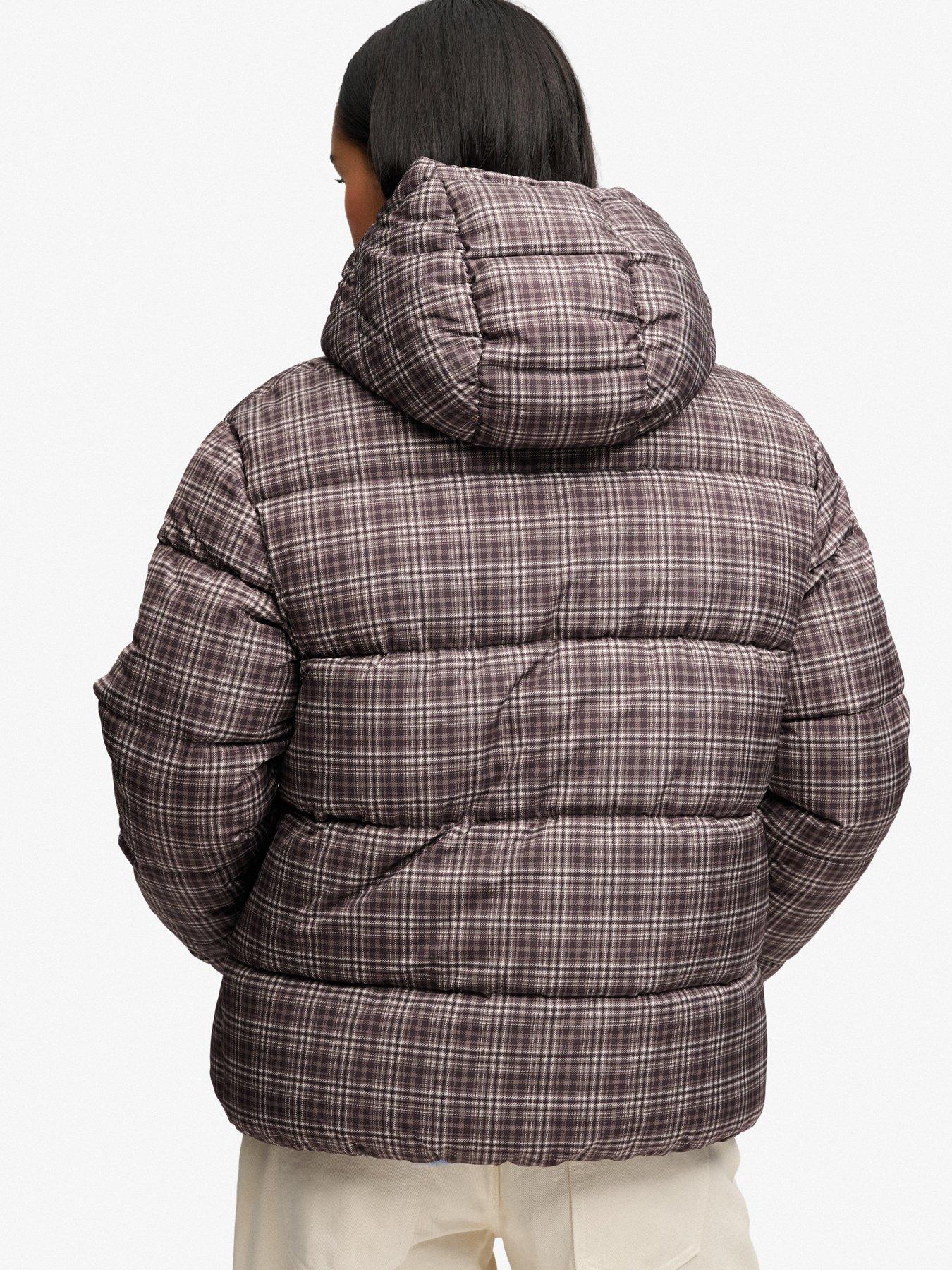 Image 2 of 7 of Superdry Superdry Premium Printed Check Puffer - Brown