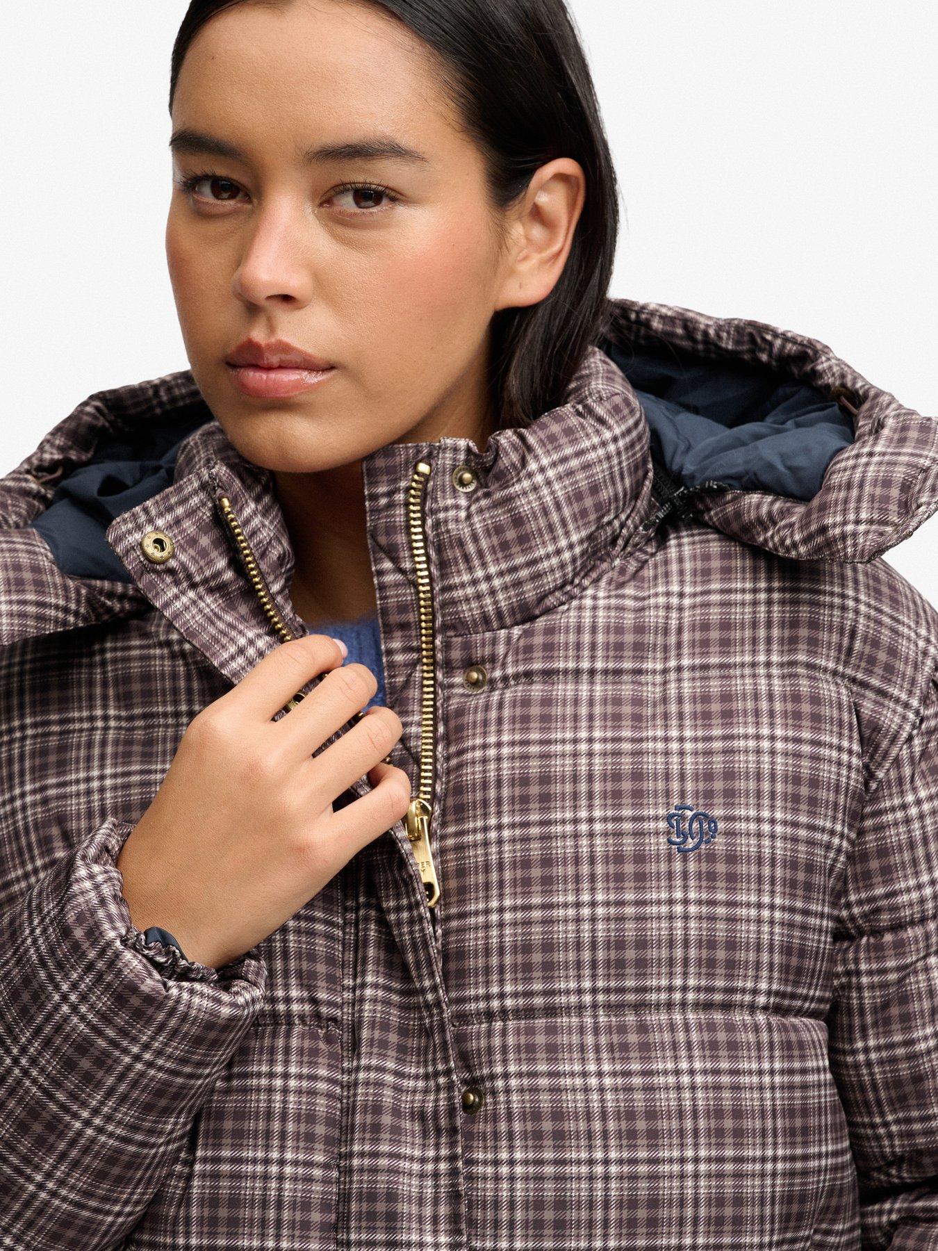 Image 6 of 7 of Superdry Superdry Premium Printed Check Puffer - Brown