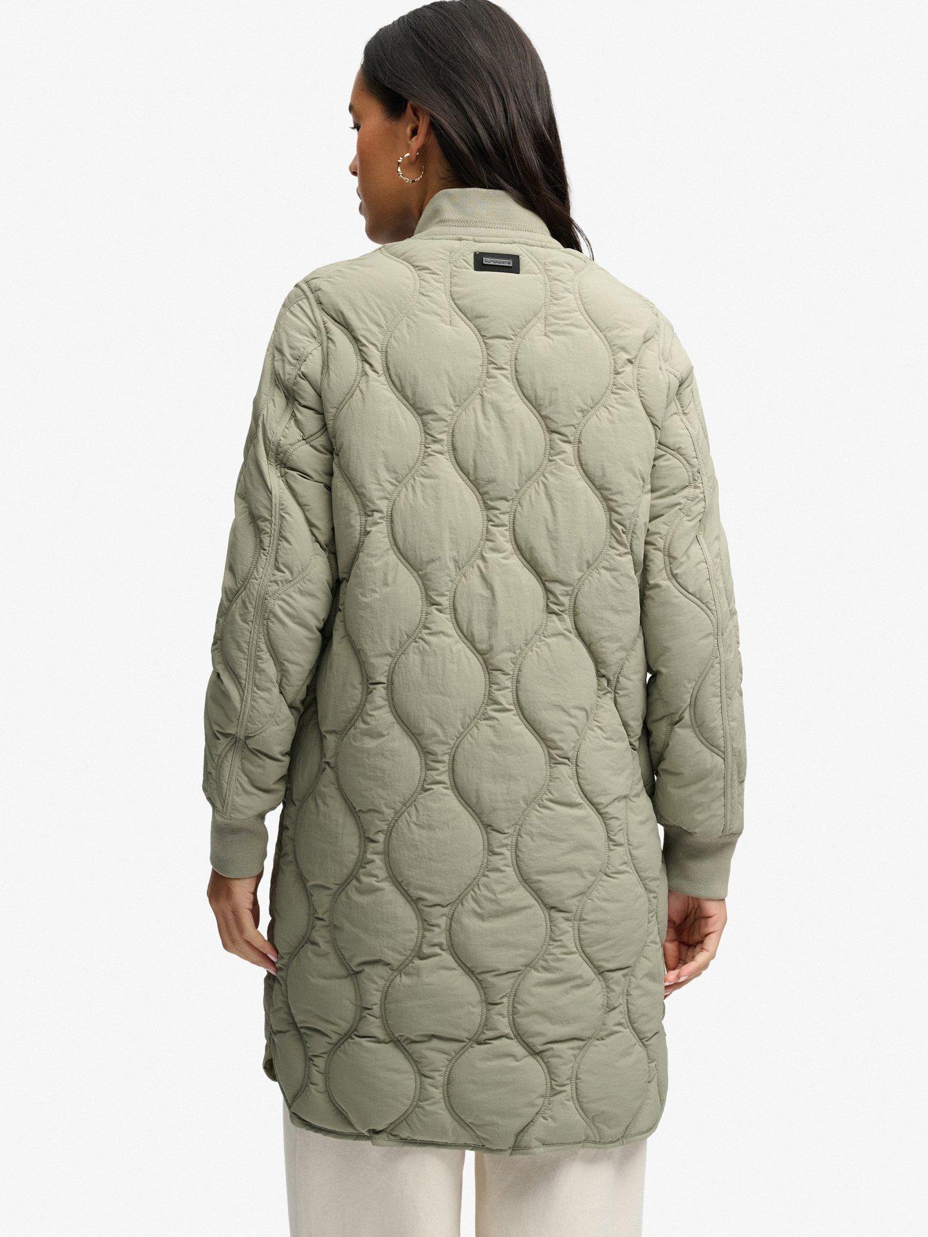 Image 2 of 6 of Superdry Superdry Long Onion Quilt Liner Jacket - Green