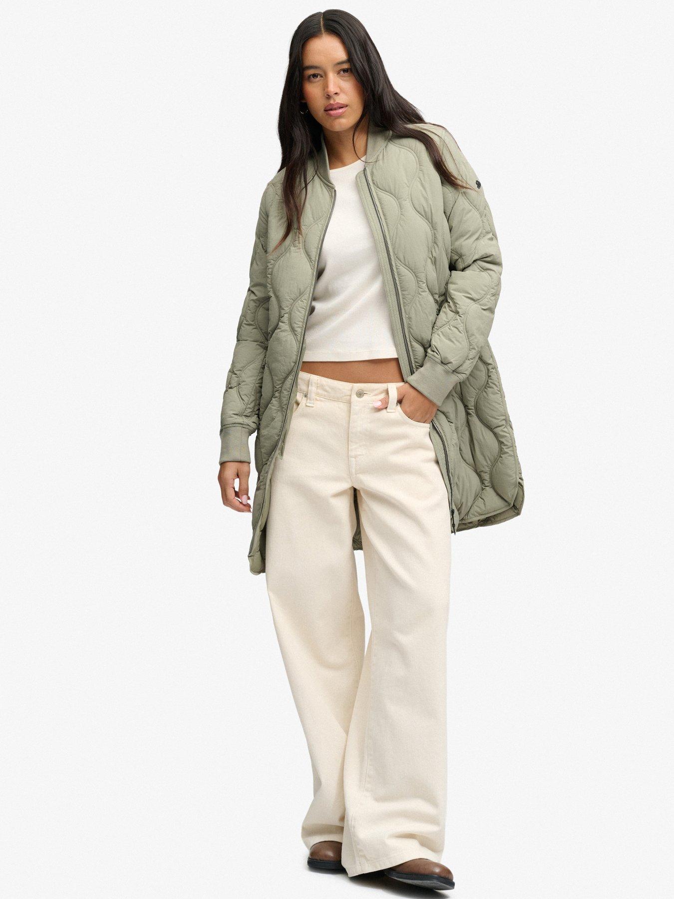 Image 3 of 6 of Superdry Superdry Long Onion Quilt Liner Jacket - Green