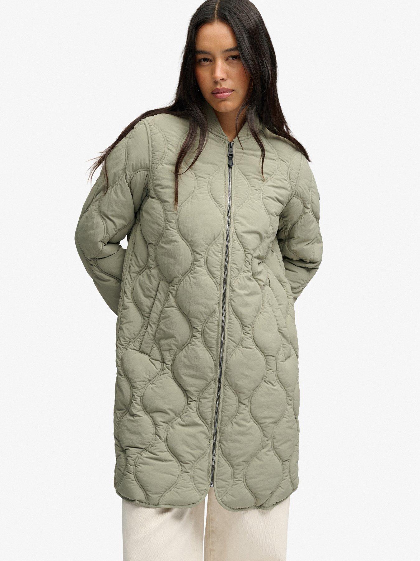 Image 4 of 6 of Superdry Superdry Long Onion Quilt Liner Jacket - Green