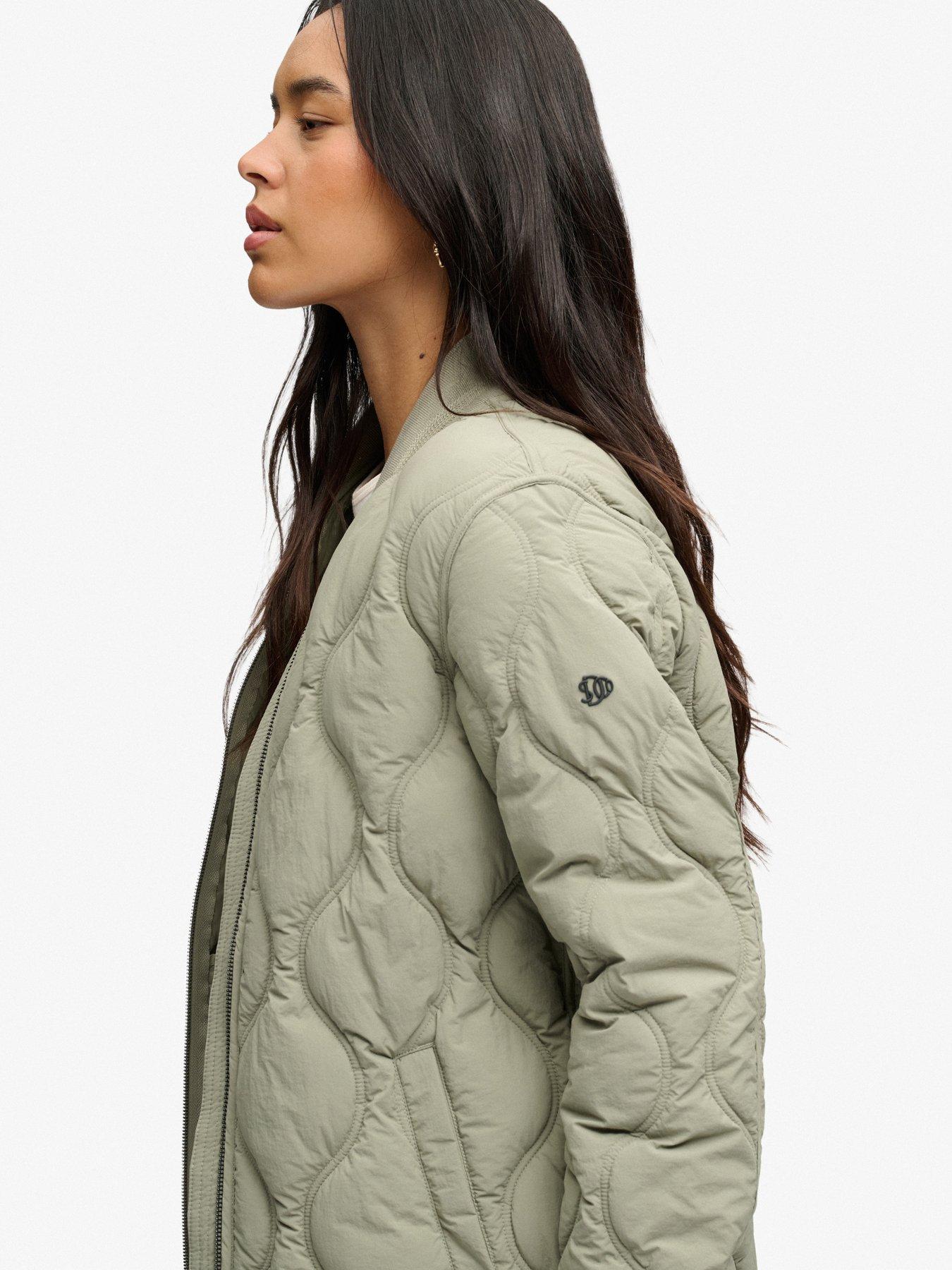 Image 5 of 6 of Superdry Superdry Long Onion Quilt Liner Jacket - Green