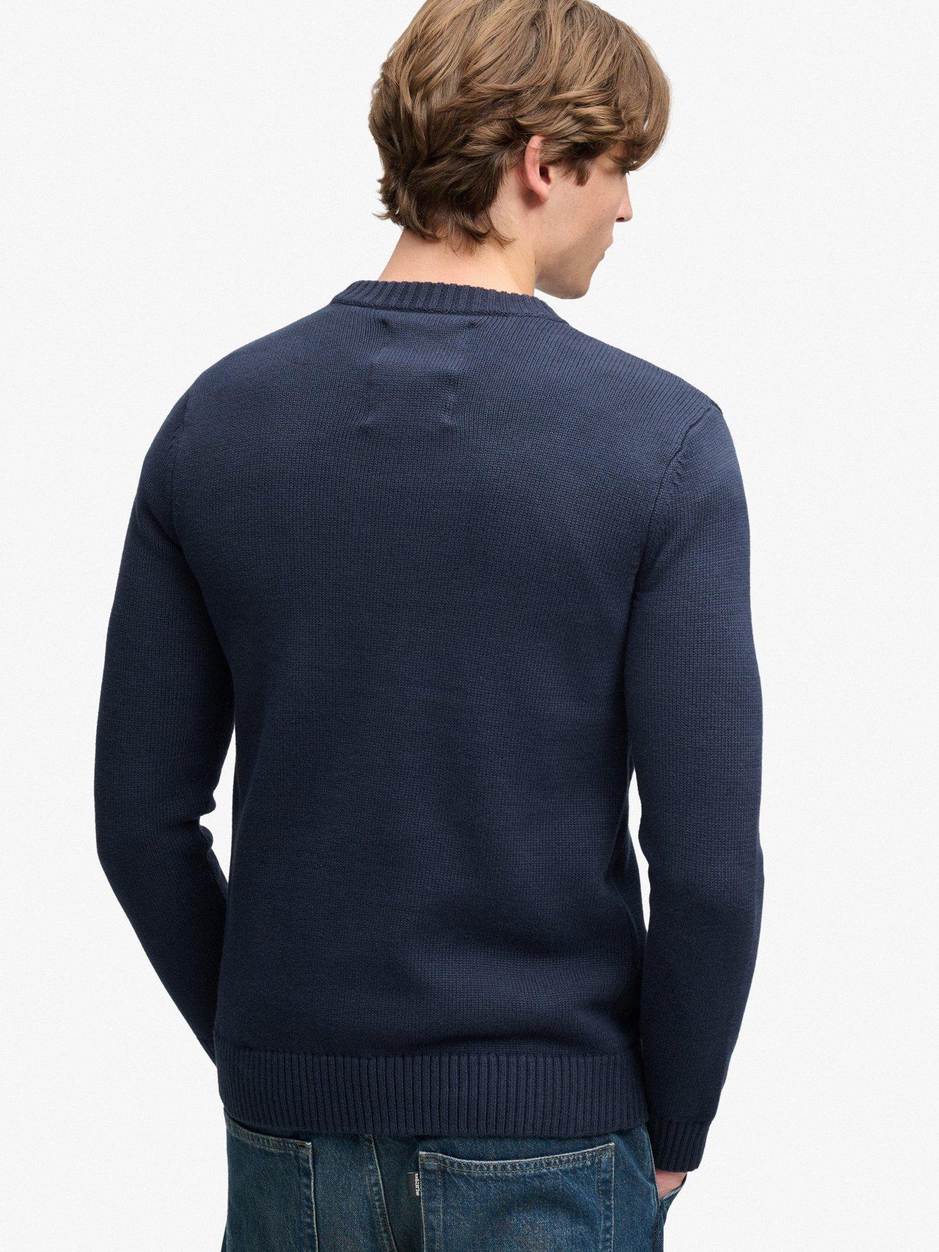 Image 2 of 7 of Superdry Mens Applique Graphic Slim Fit Jumper - Navy