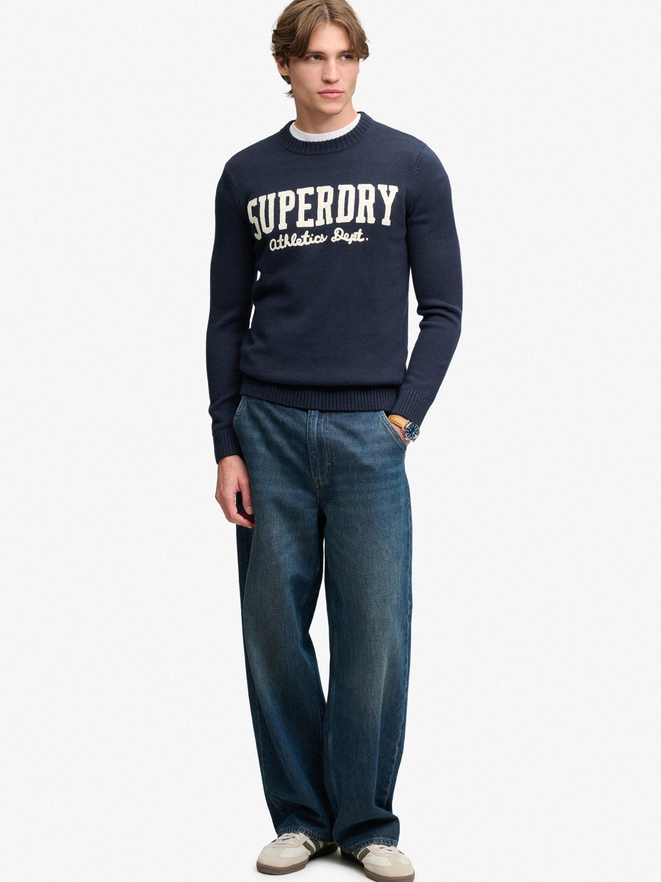 Image 3 of 7 of Superdry Mens Applique Graphic Slim Fit Jumper - Navy