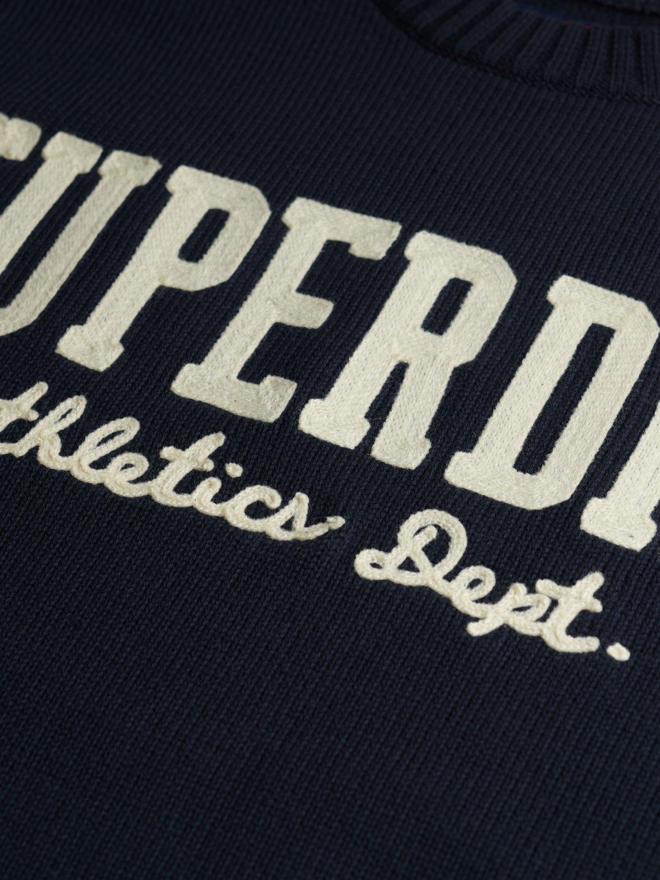 Image 6 of 7 of Superdry Mens Applique Graphic Slim Fit Jumper - Navy