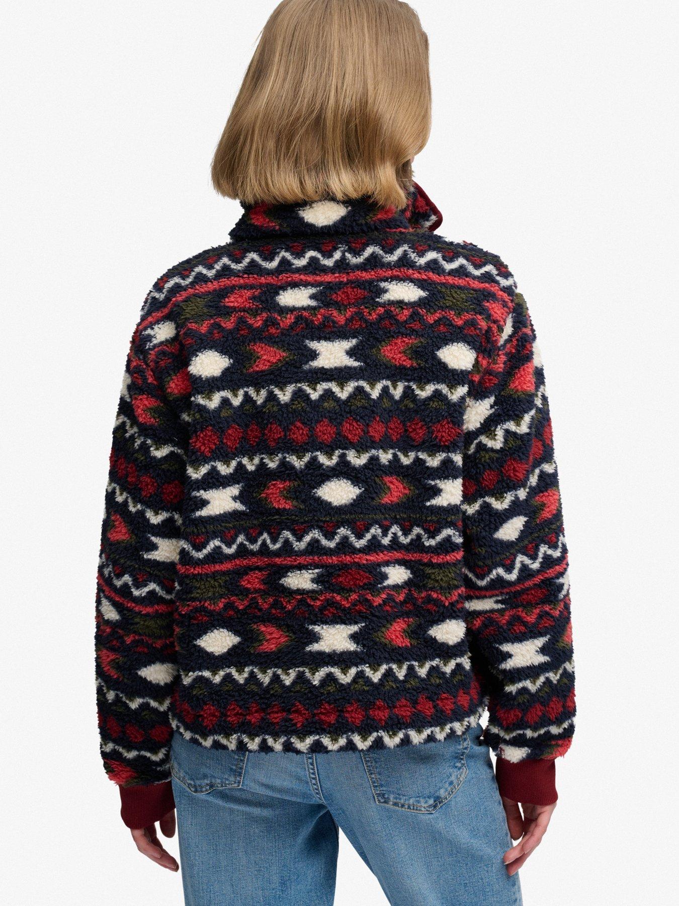 Image 2 of 7 of Superdry Womens Super Soft Printed Half Button Fleece Sweatshirt - Red