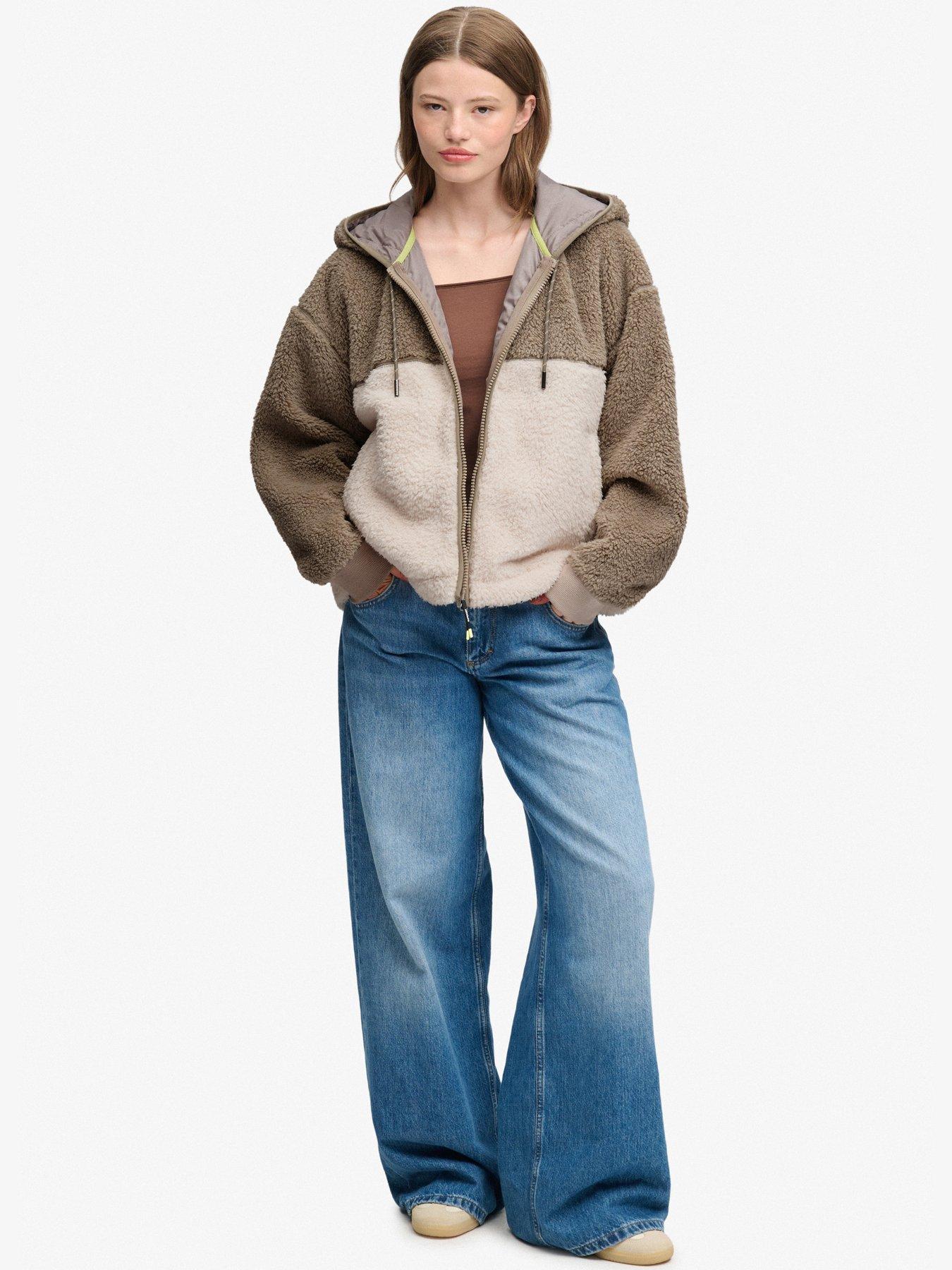 Image 3 of 7 of Superdry Womens Super Soft Relaxed Fit Zip Teddy Hoodie - Multi