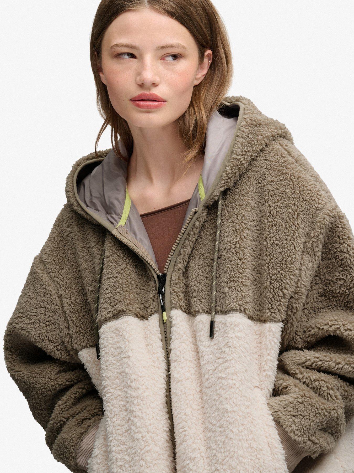 Image 5 of 7 of Superdry Womens Super Soft Relaxed Fit Zip Teddy Hoodie - Multi