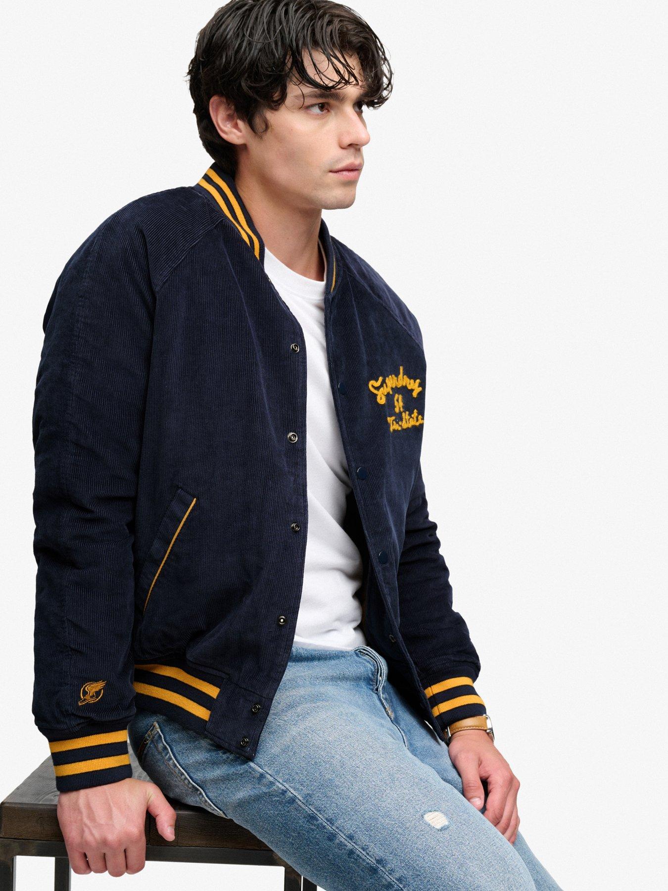 Image 4 of 6 of Superdry Superdry Cord Varsity Bomber Jacket - Navy