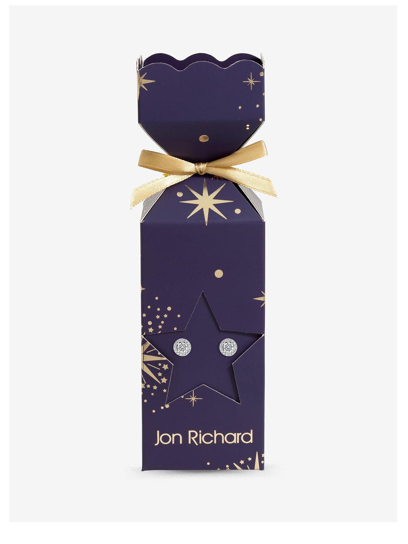 Image 1 of 2 of Jon Richard Navy Xmas Cracker - Silver Halo Stud Earring