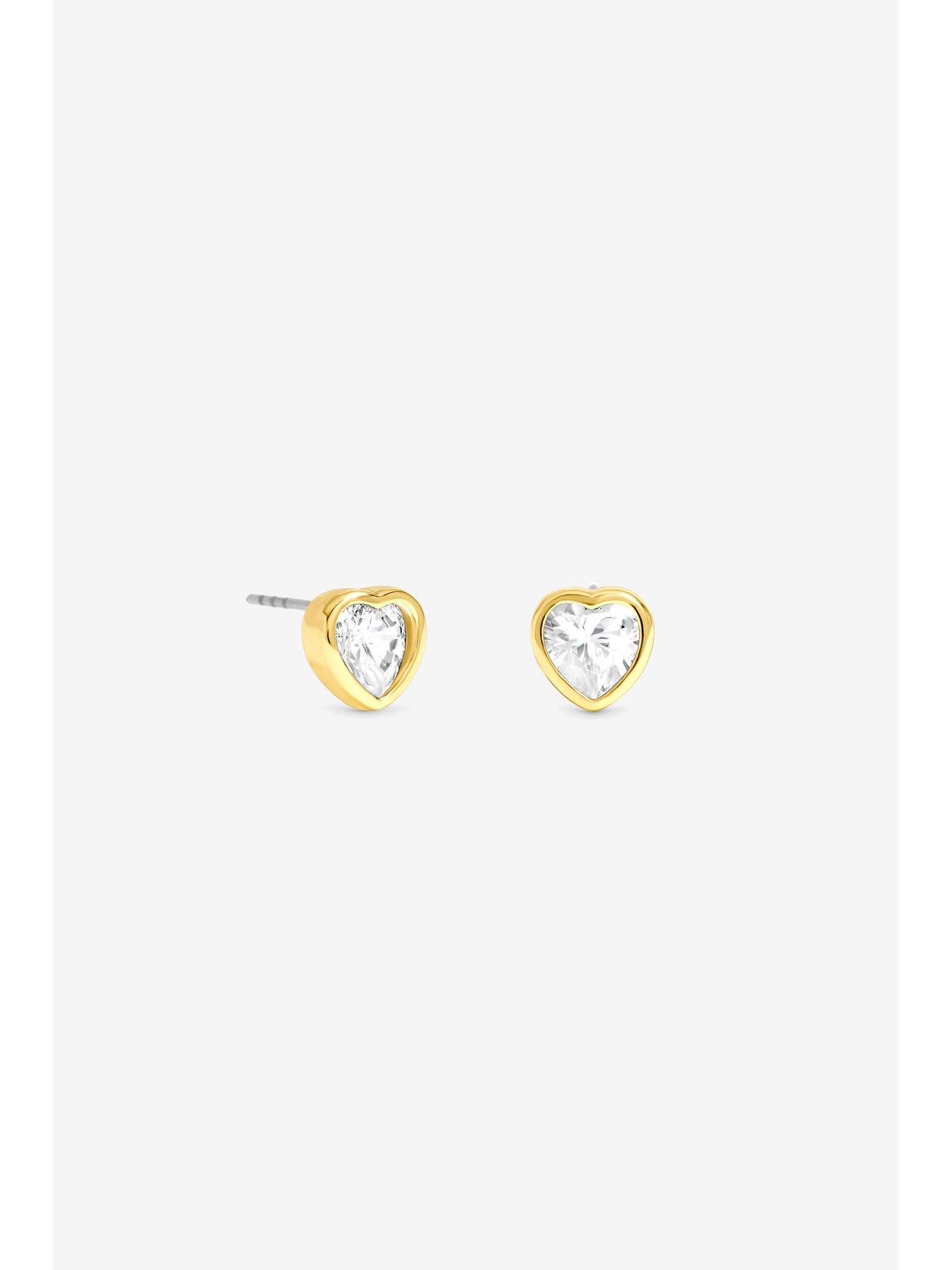 Image 2 of 2 of Jon Richard Burgundy Xmas Cracker - Gold Bezel Heart Stud Earrings