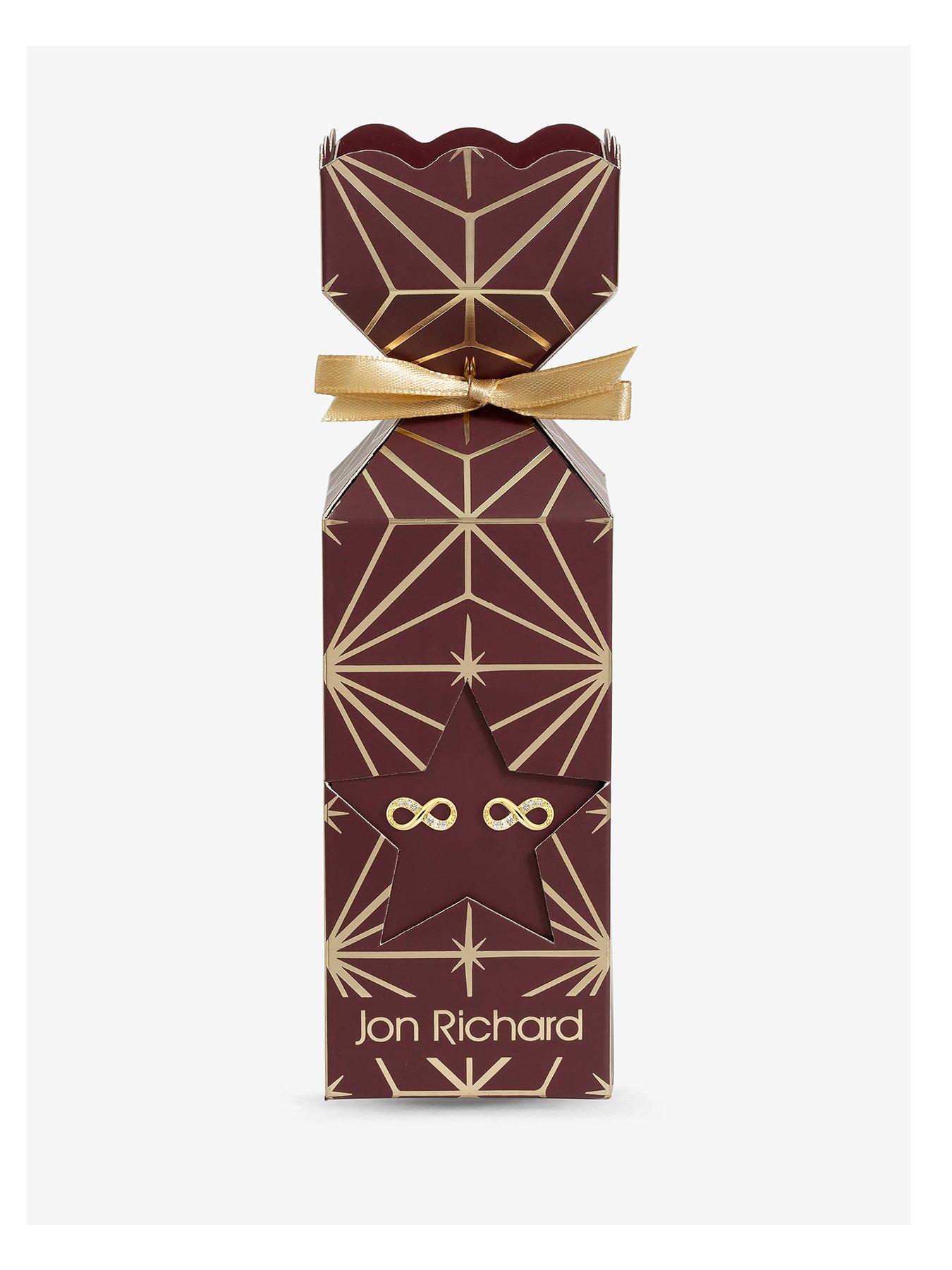 Image 1 of 2 of Jon Richard Burgundy Xmas Cracker - Gold Infinity Stud Earrings
