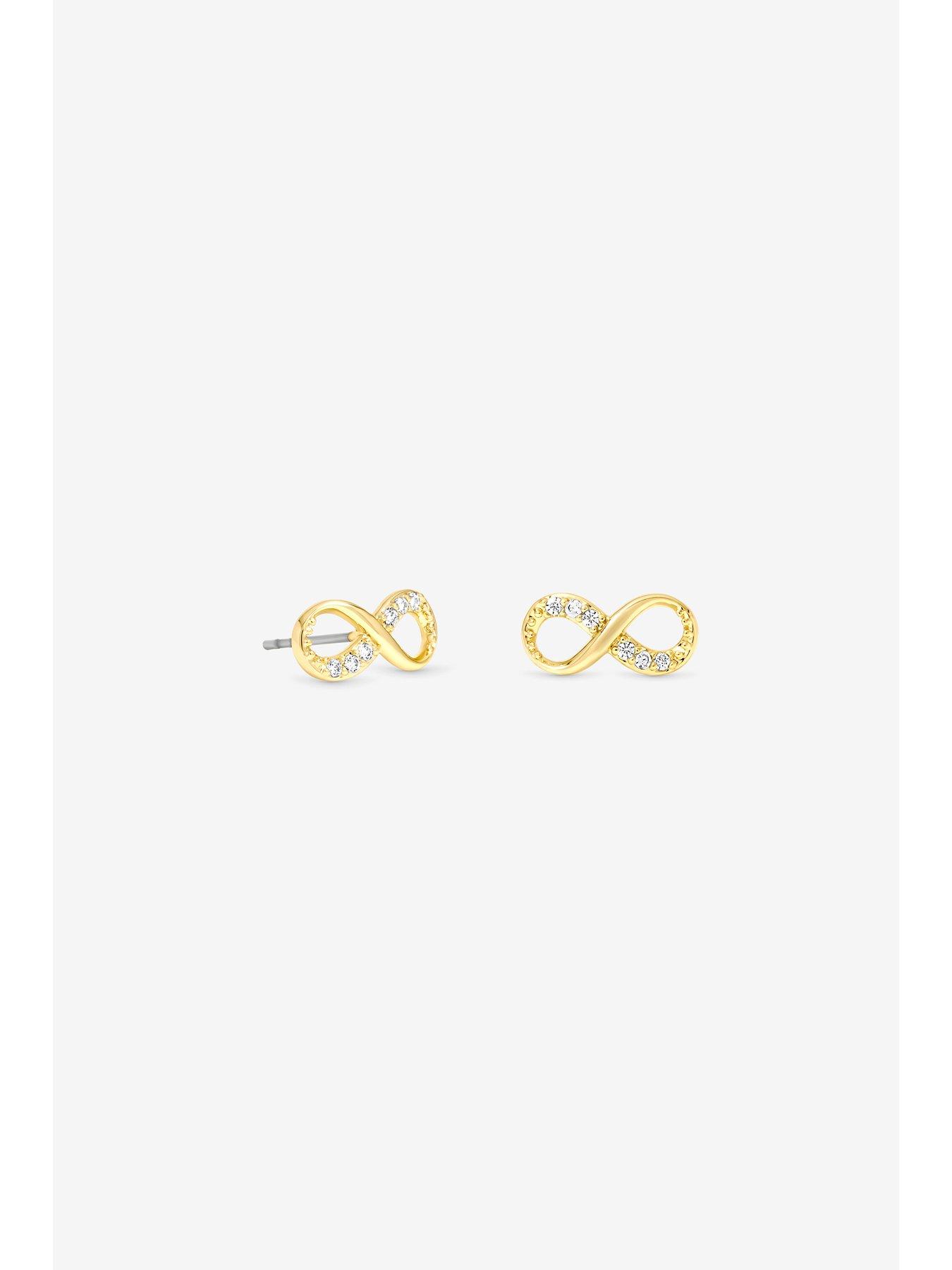 Image 2 of 2 of Jon Richard Burgundy Xmas Cracker - Gold Infinity Stud Earrings