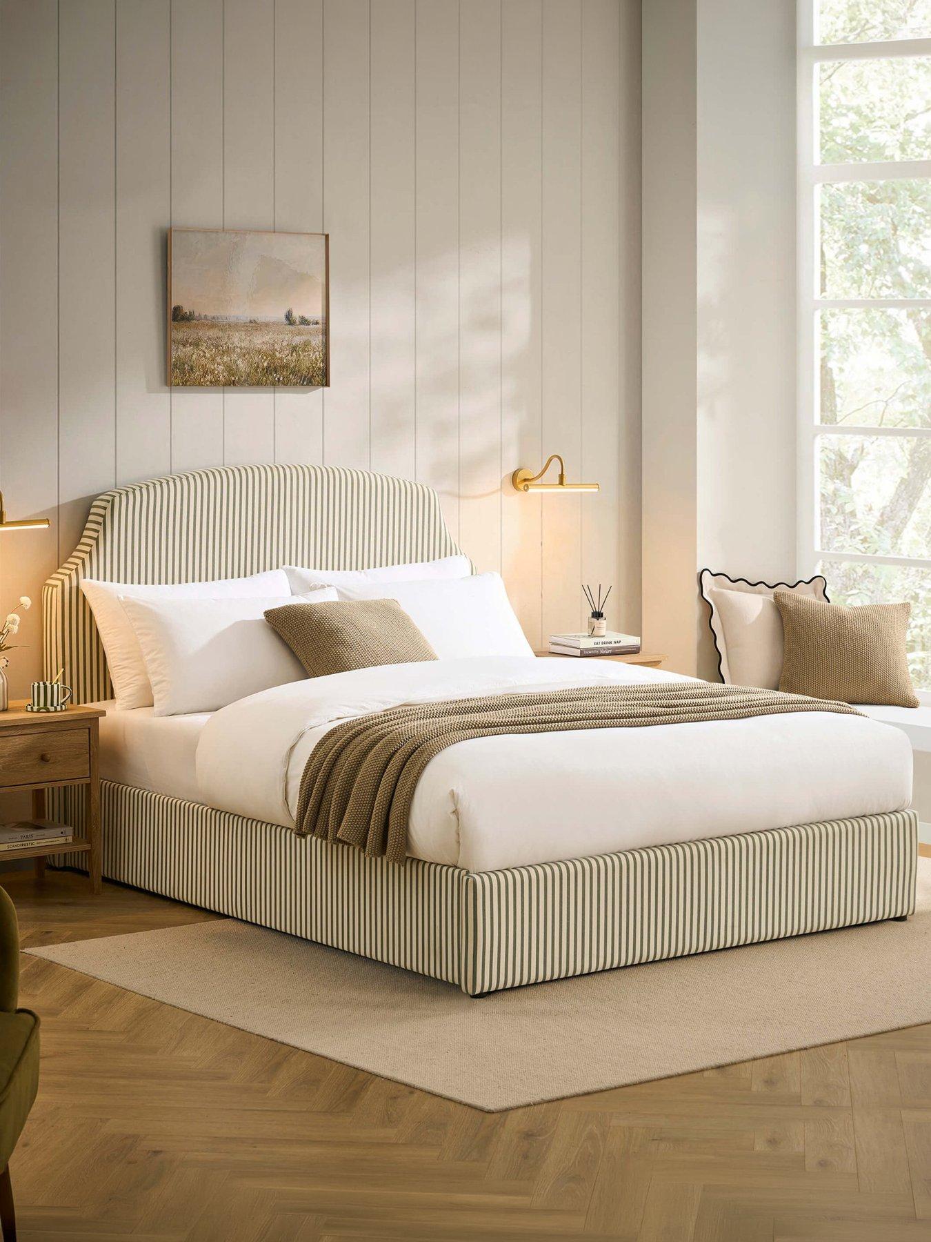 Image 1 of 6 of Dusk Surrey Ottoman Ottoman Sage Stripe
