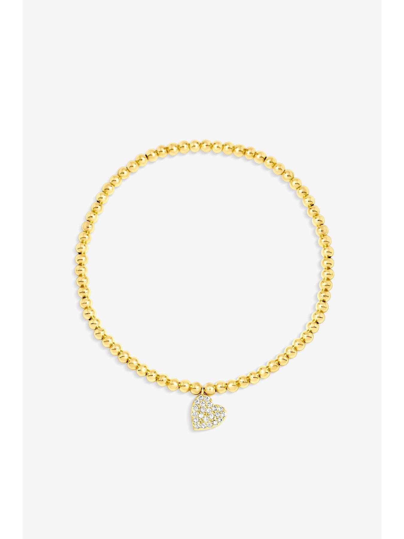 Image 2 of 2 of Jon Richard Burgundy Xmas Hanging Gift - Gold Pave Heart Stretch Bracelet