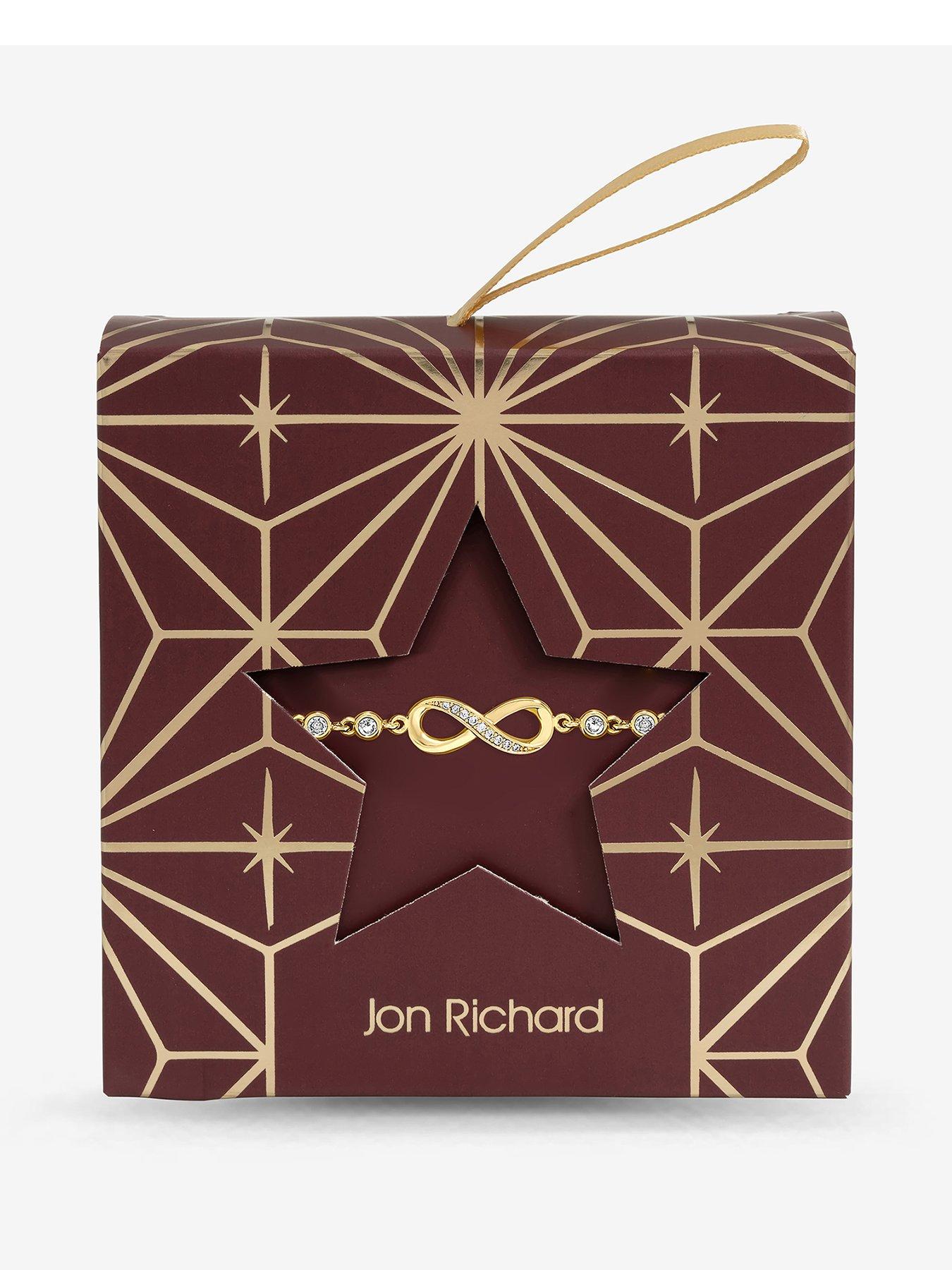 Image 1 of 2 of Jon Richard Burgundy Xmas Hanging Gift - Gold Pave Infinity Toggle Bracelet