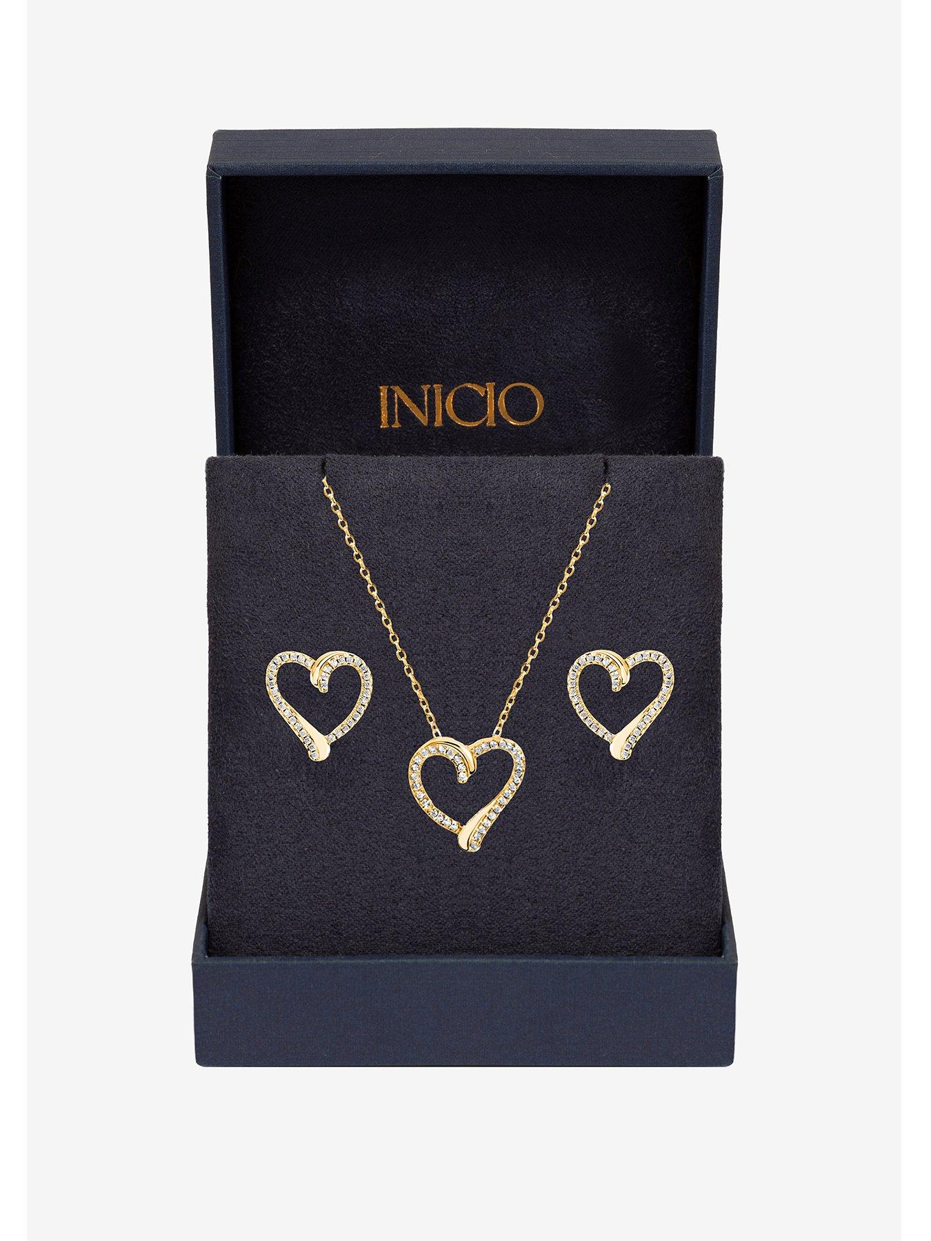 Image 1 of 2 of Inicio Inicio Gold Pave Open Heart Set