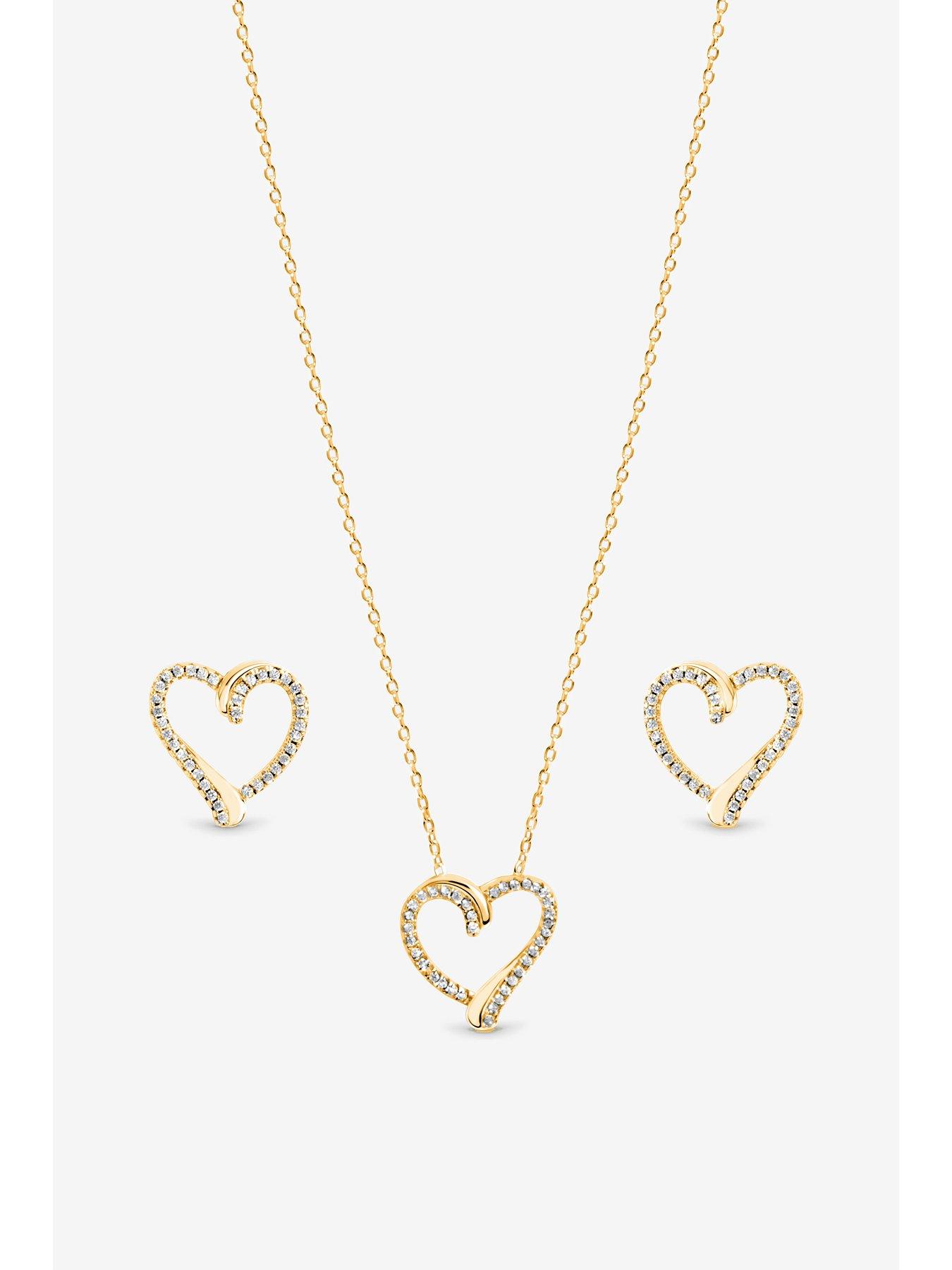 Image 2 of 2 of Inicio Inicio Gold Pave Open Heart Set