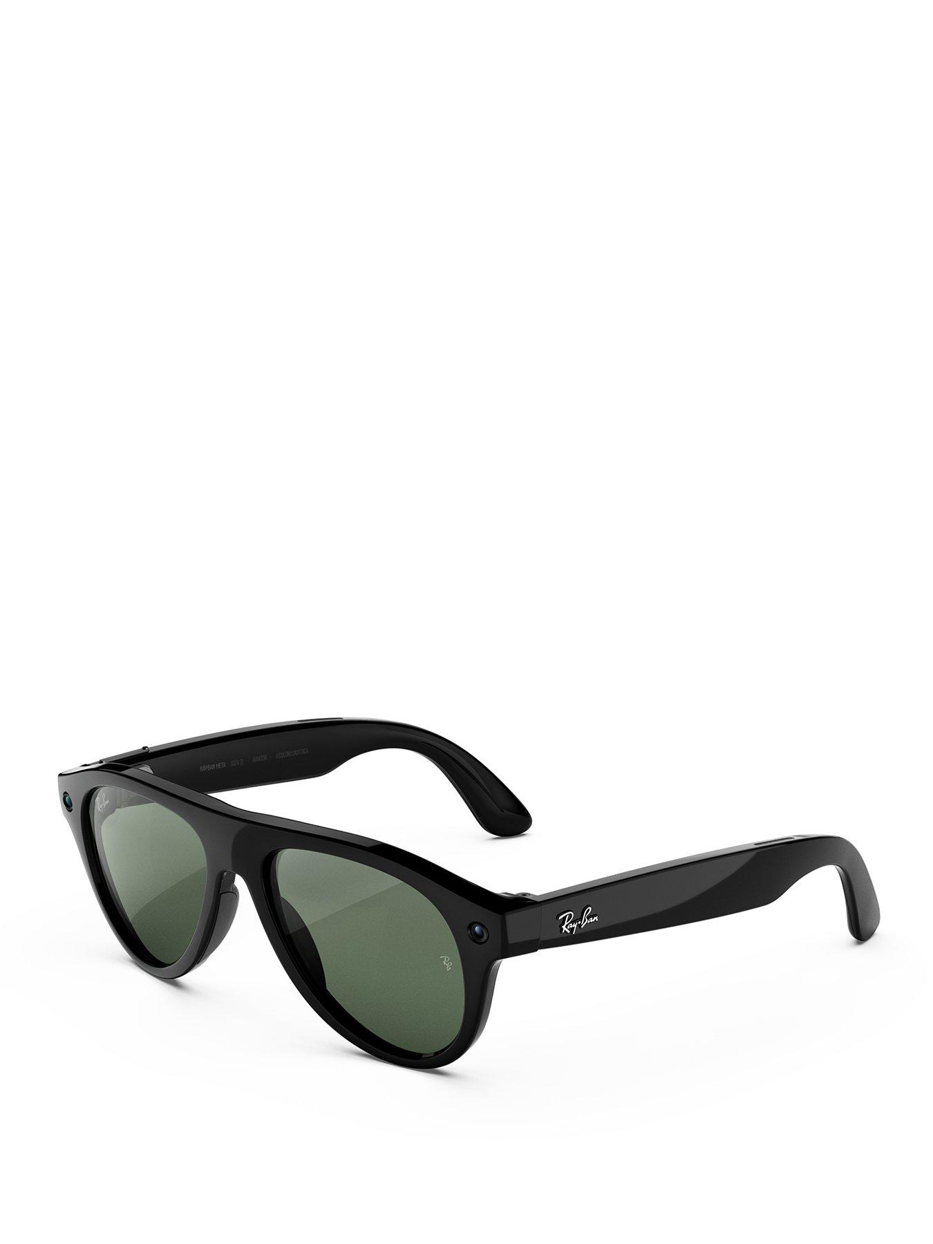 Image 1 of 7 of Ray-Ban Meta Aviator (Gen 3) -&nbsp;Shiny Black, Transitions&reg; Green Lenses