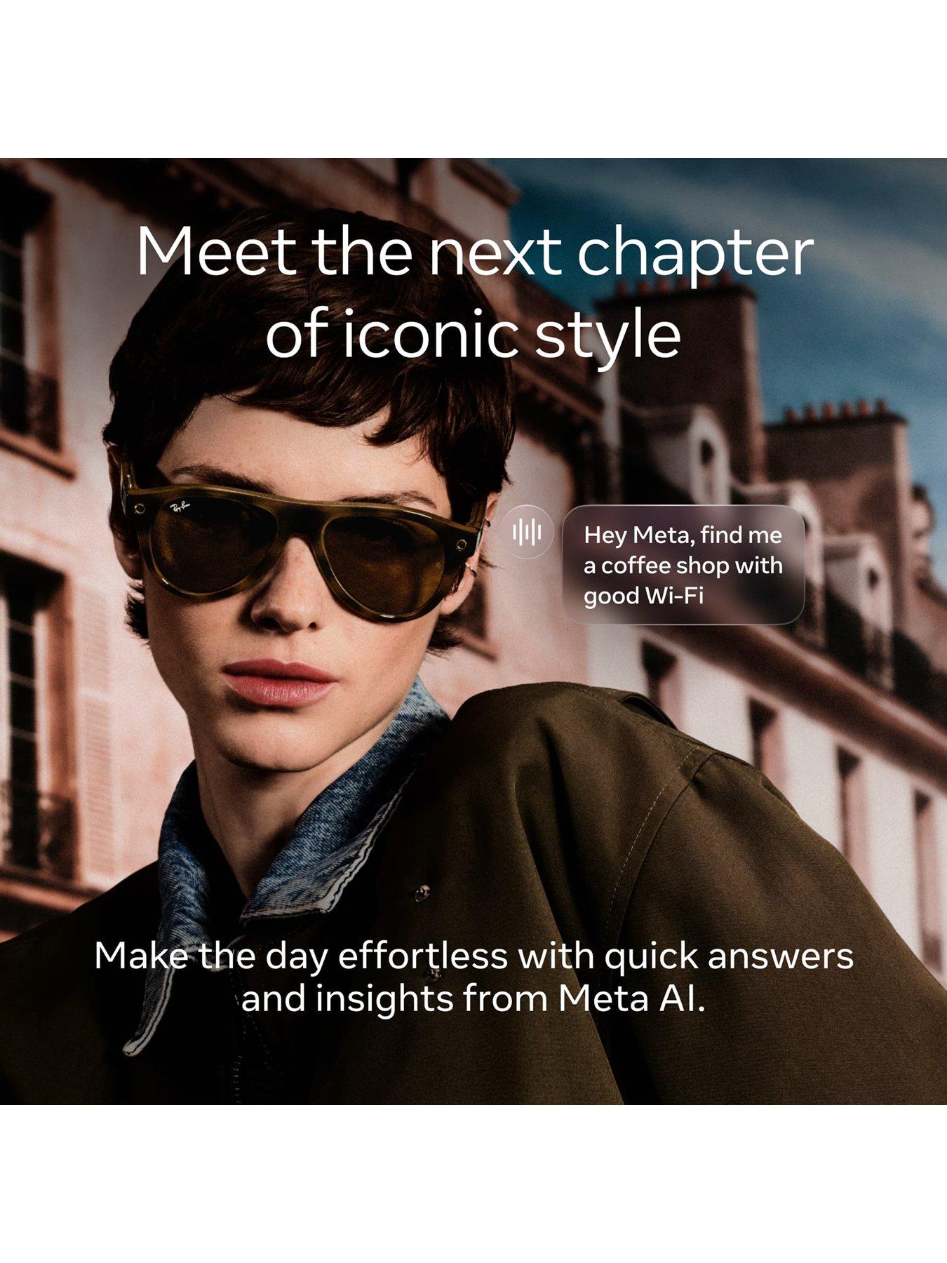 Image 3 of 7 of Ray-Ban Meta Aviator (Gen 3) -&nbsp;Shiny Black, Transitions&reg; Green Lenses
