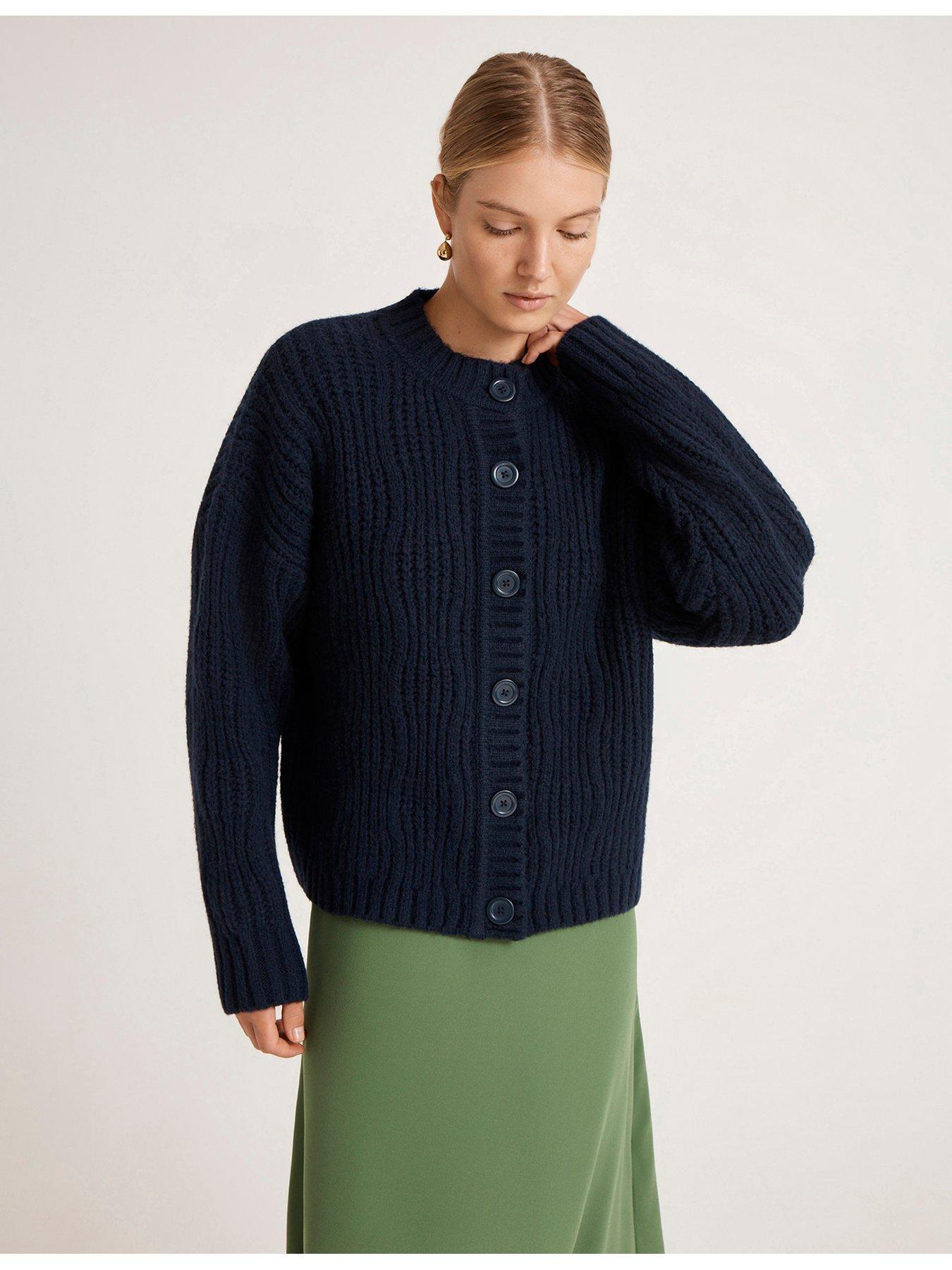 Finery London Women's Dark Navy Ailsa Round Neck Knitted Cardigan In | Size: 18 - Image 3