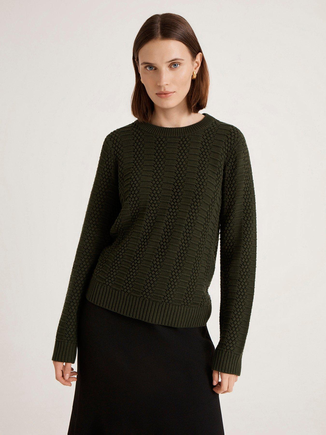 Image 1 of 4 of Finery Womens Nova Crew Neck Relaxed Fit Jumper - Green