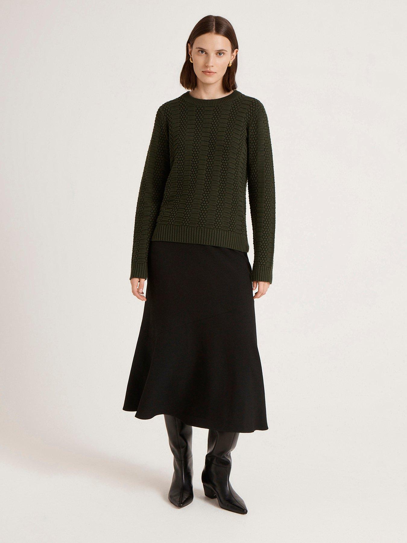 Image 3 of 4 of Finery Womens Nova Crew Neck Relaxed Fit Jumper - Green