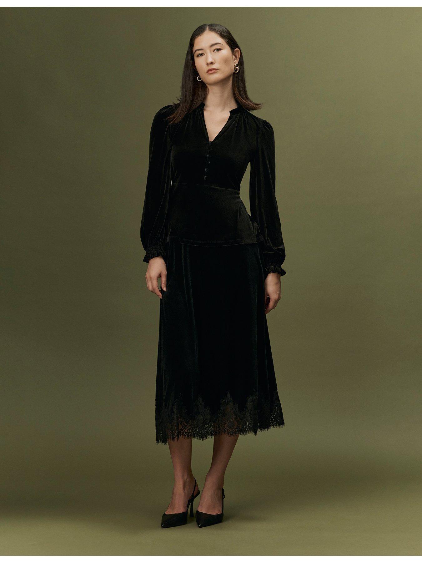 Image 3 of 7 of Ghost Womens Orla V-Neck Button Front Top - Black