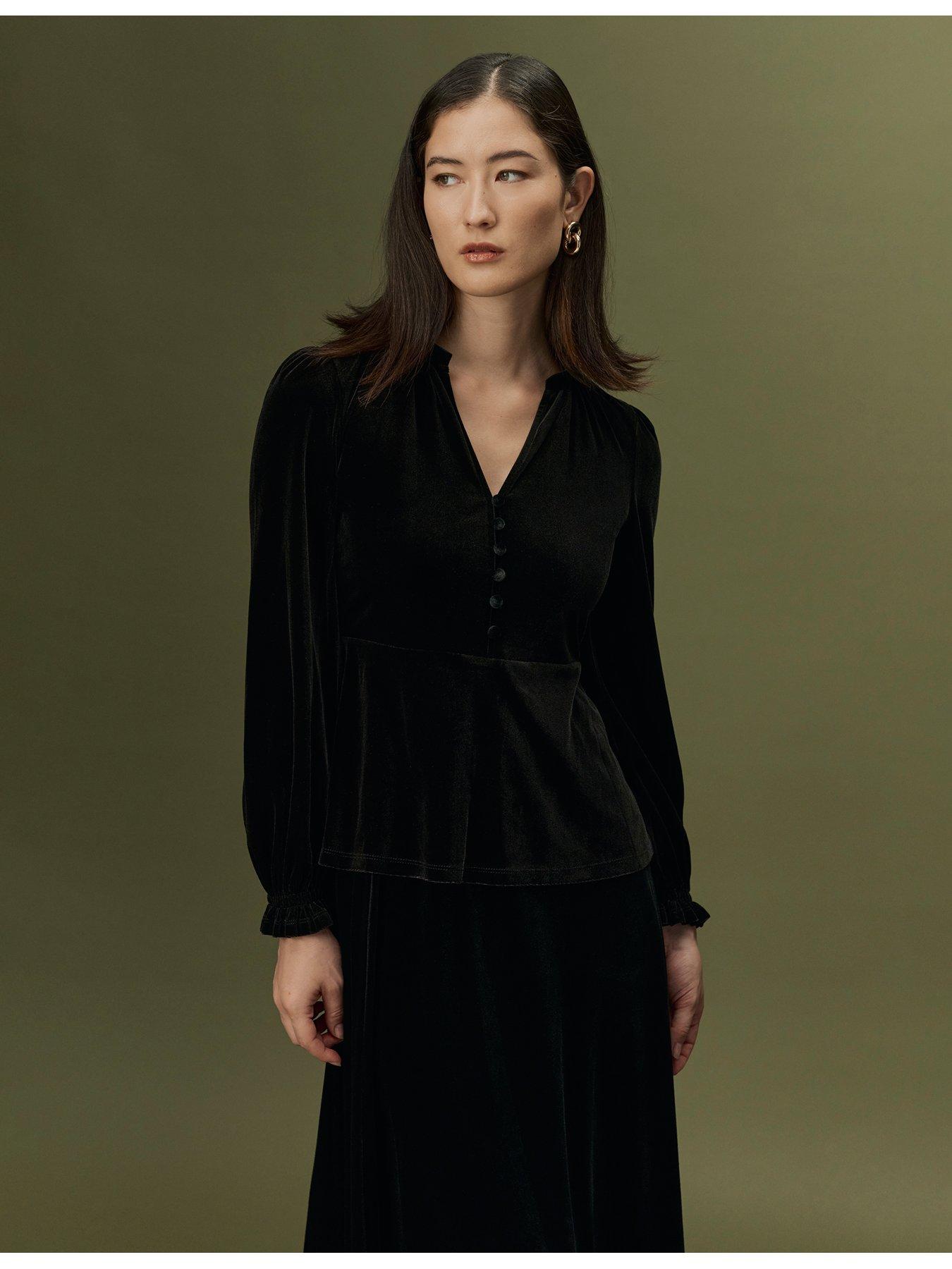 Image 7 of 7 of Ghost Womens Orla V-Neck Button Front Top - Black