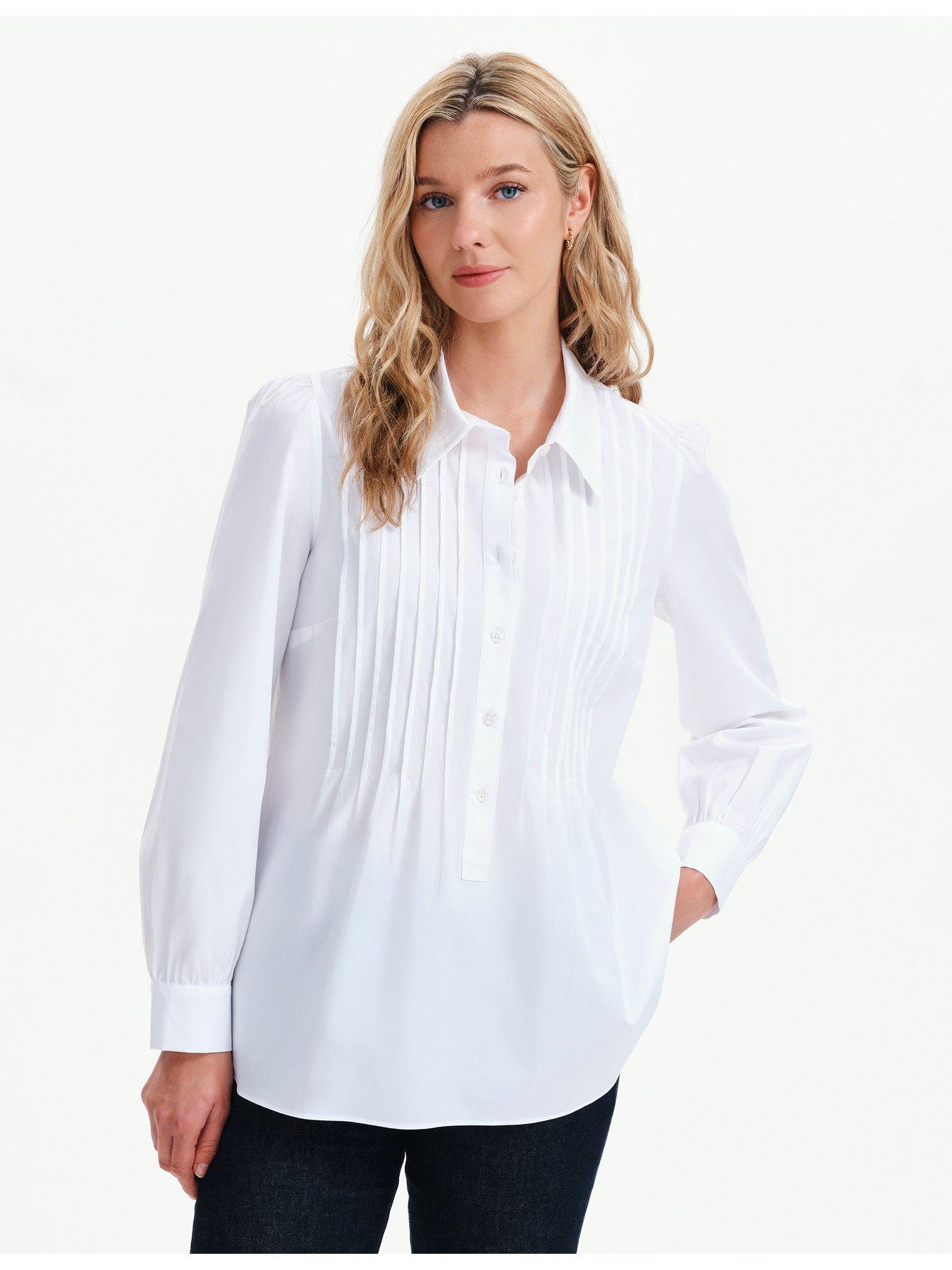 Finery Cotton White Mimi Shirt, White, Size 20, Women