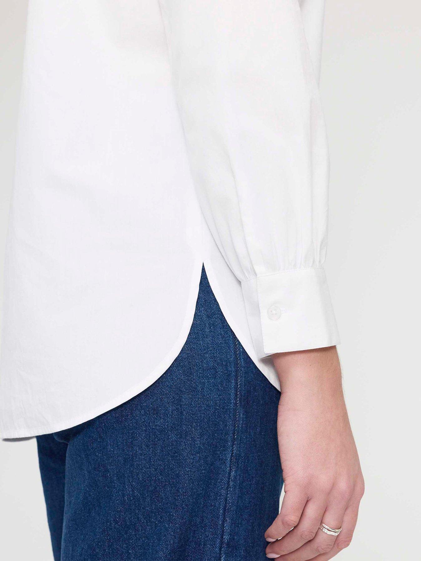 Image 6 of 6 of Finery Womens Elizabeth Frill Collar Half Placket Shirt - White