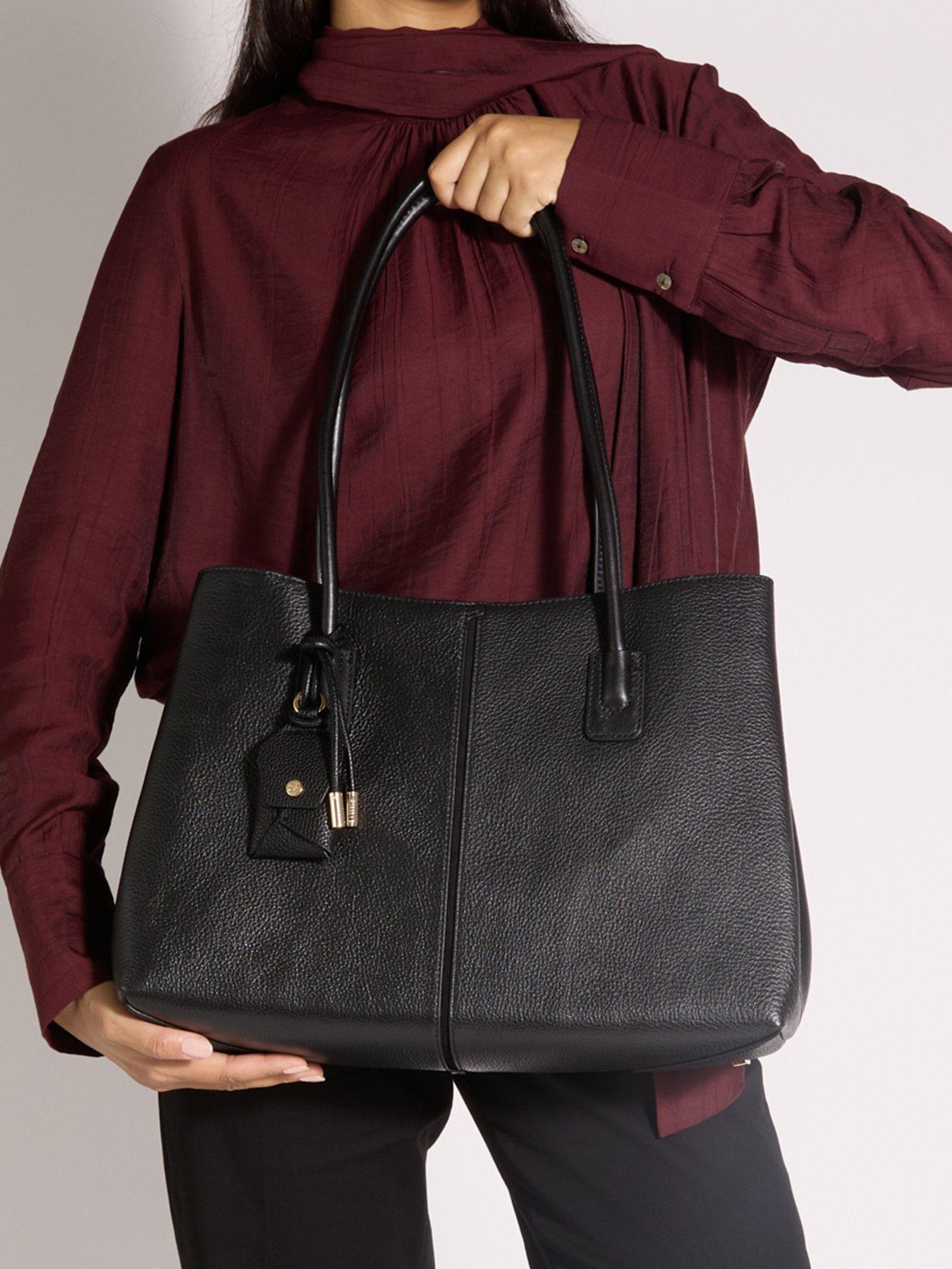 Image 2 of 6 of Dune London Womens Deserving Leather Shoulder Bag - Black