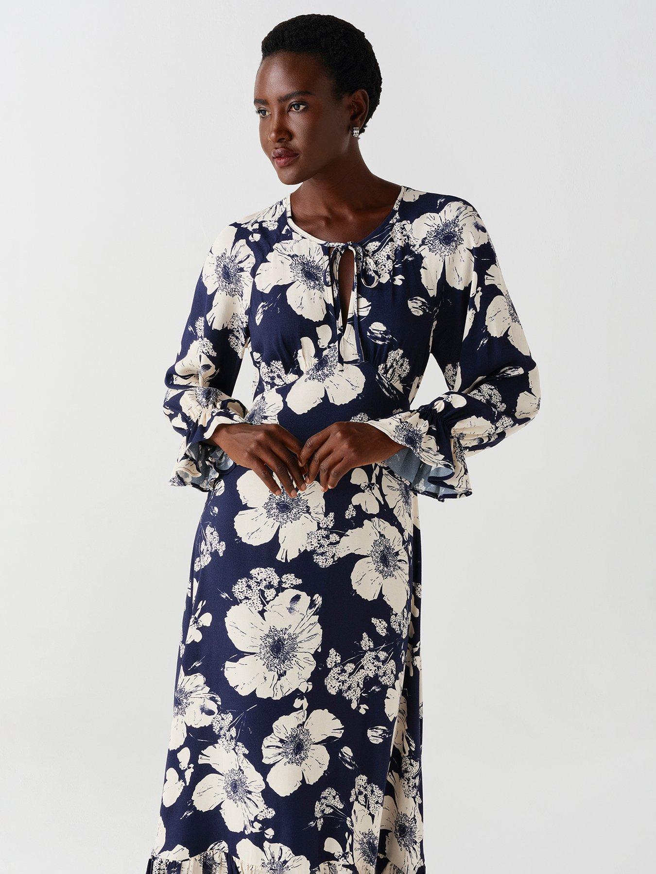 Image 6 of 7 of Ghost Navy Floral Georgie Dress