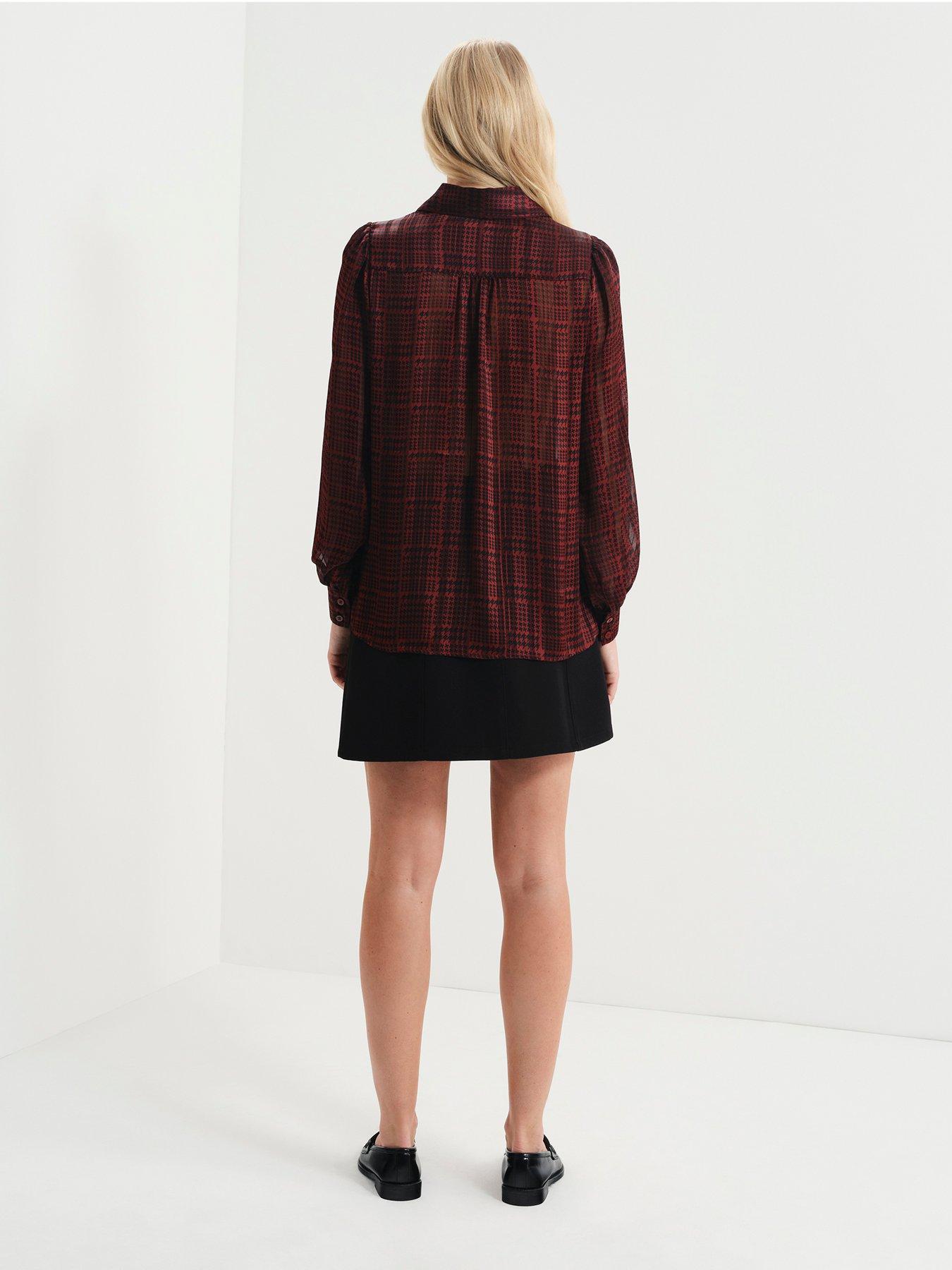 Image 2 of 7 of Finery Womens Melina Sheer Chiffon Satin Stripe Top - Red