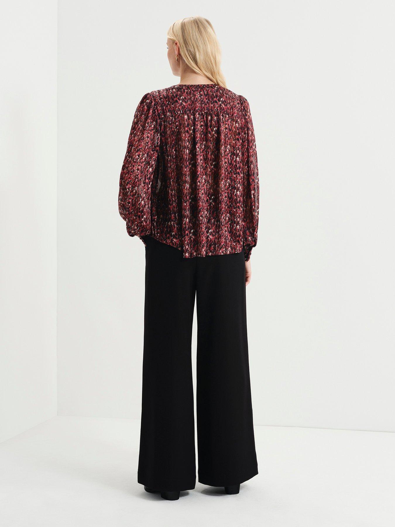 Image 2 of 6 of Finery Womens Lia Satin Stripe Animal Abstract Top - Red