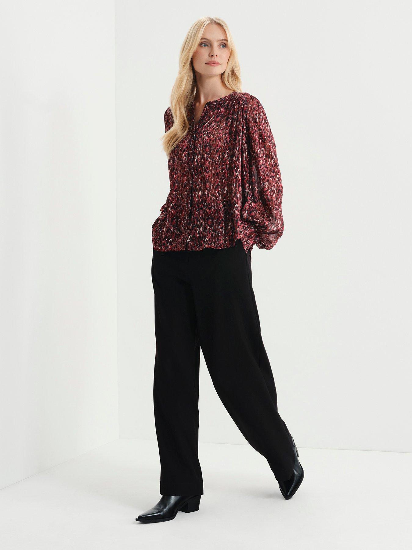 Image 5 of 6 of Finery Womens Lia Satin Stripe Animal Abstract Top - Red