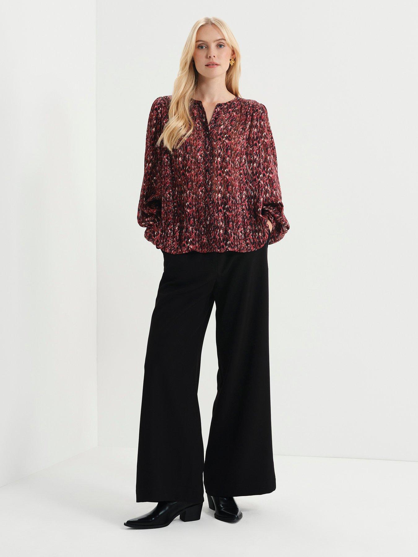 Image 6 of 6 of Finery Womens Lia Satin Stripe Animal Abstract Top - Red