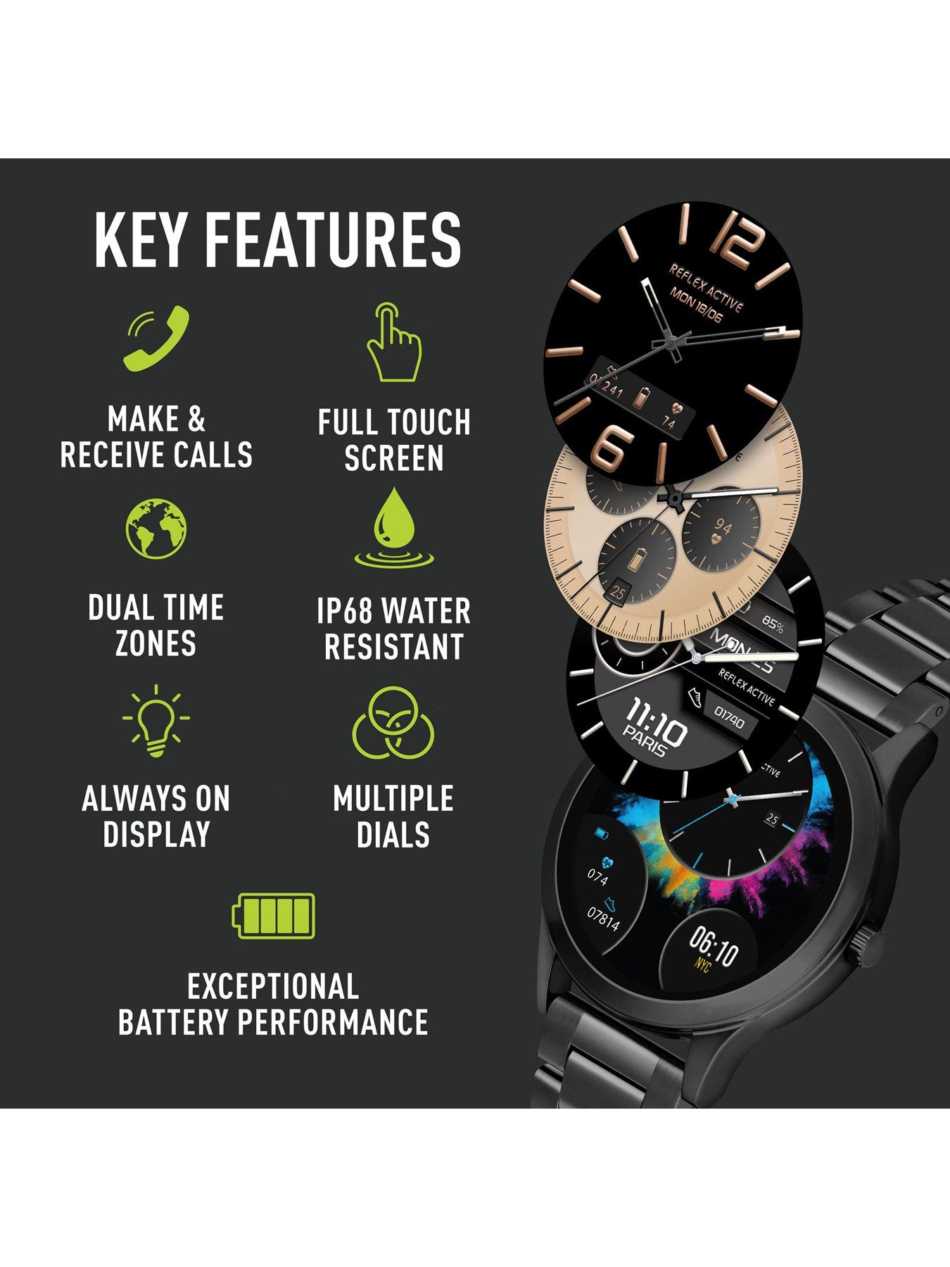 Image 2 of 7 of Reflex Active Reflex Active Series 31 Black Stainless Steel Strap AMOLED Smart Calling Watch