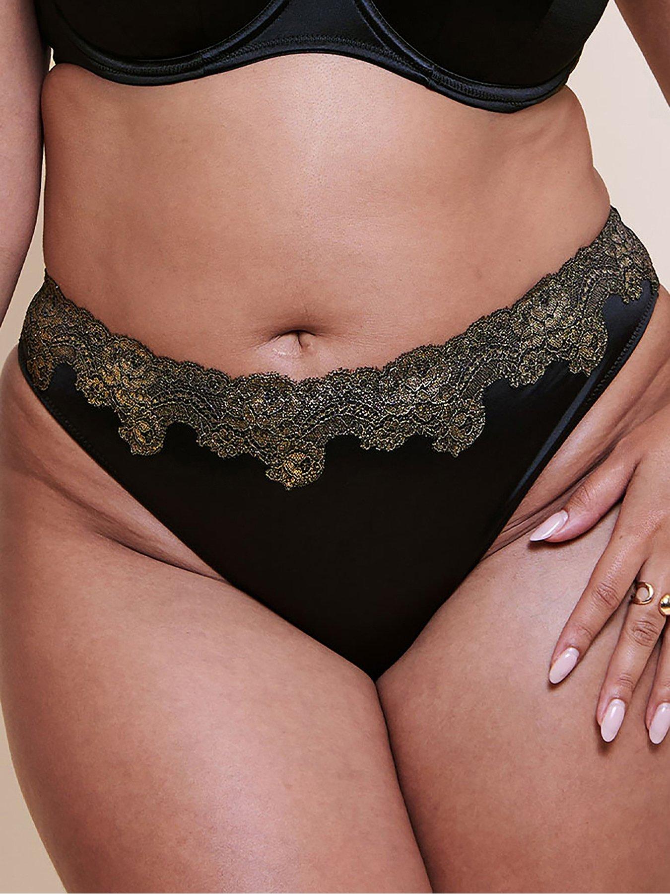 Curvy Kate Womens Boost Lace Stretch Tanga Brief, Black, Size L, Women