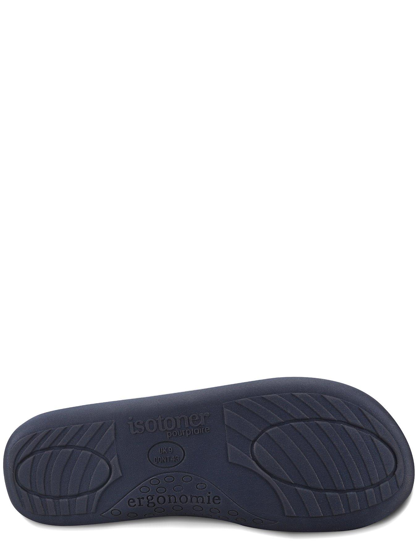Totes Isotoner Mens Swept Back Popcorn Mule Slippers - Navy | Very