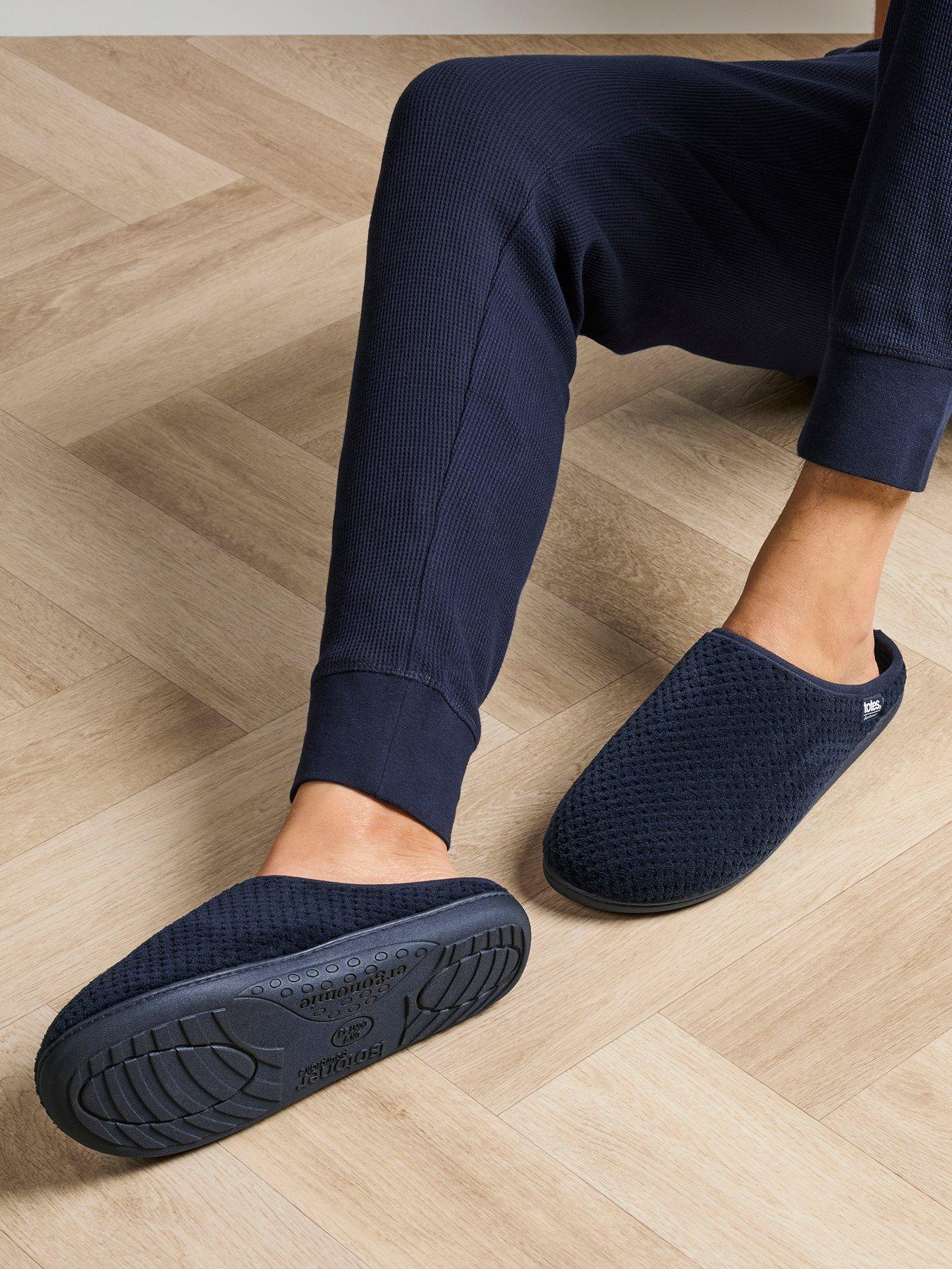 Totes Isotoner Mens Swept Back Popcorn Mule Slippers - Navy | Very