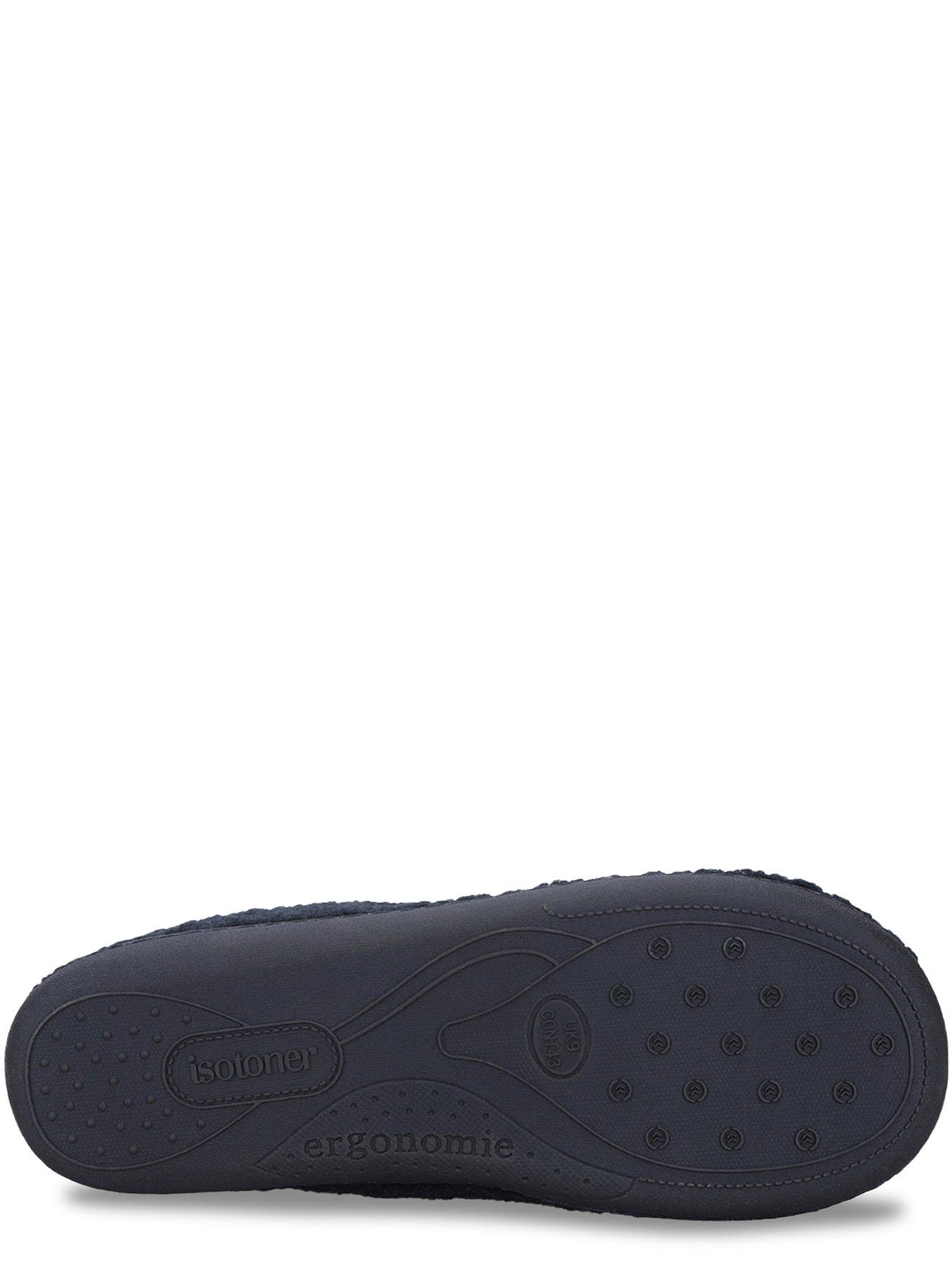 Image 4 of 5 of Totes Isotoner Mens Borg Full Back Slippers With Toggle - Navy