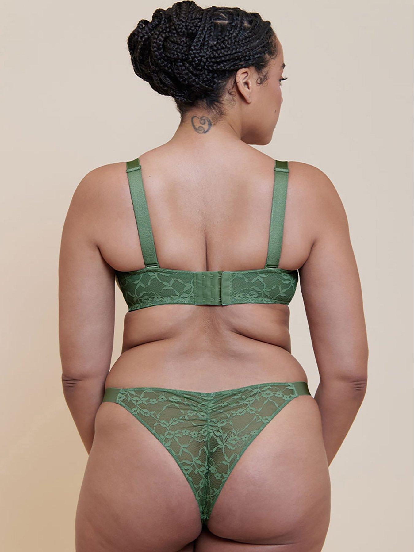 Image 4 of 6 of Curvy Kate Womens All Night Lace Stretch Tanga - Dusky Green