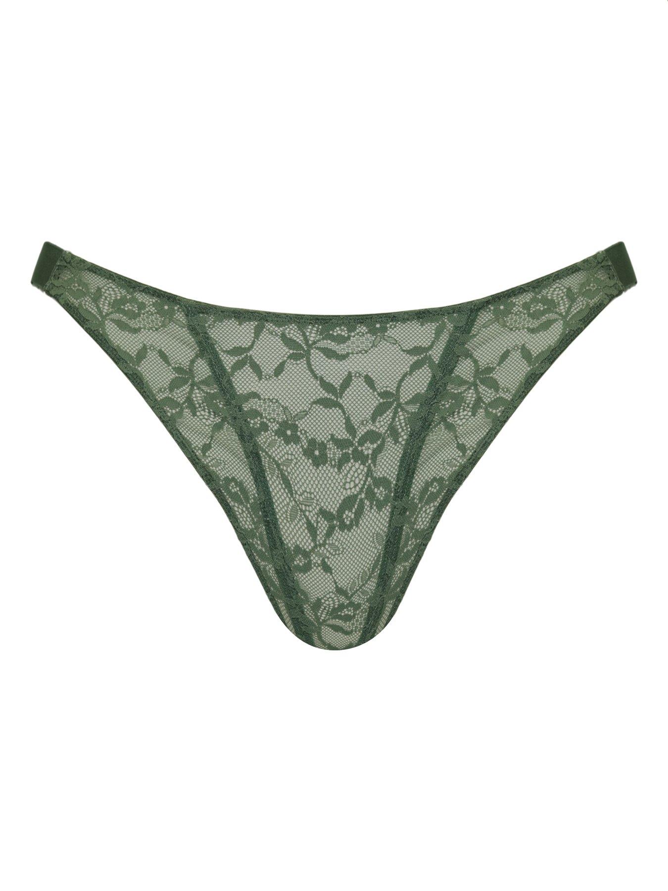 Image 6 of 6 of Curvy Kate Womens All Night Lace Stretch Tanga - Dusky Green
