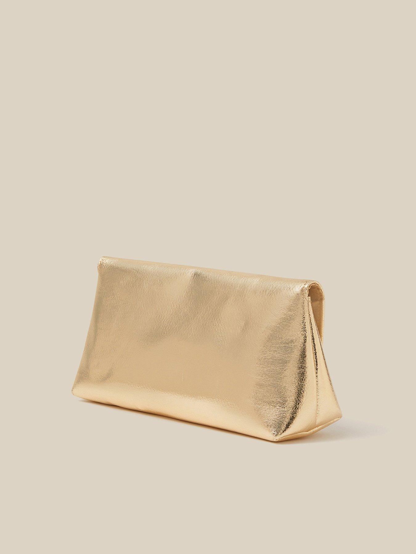 Image 2 of 4 of Monsoon Womens Pippa Bow Metallic Clutch Bag - Gold