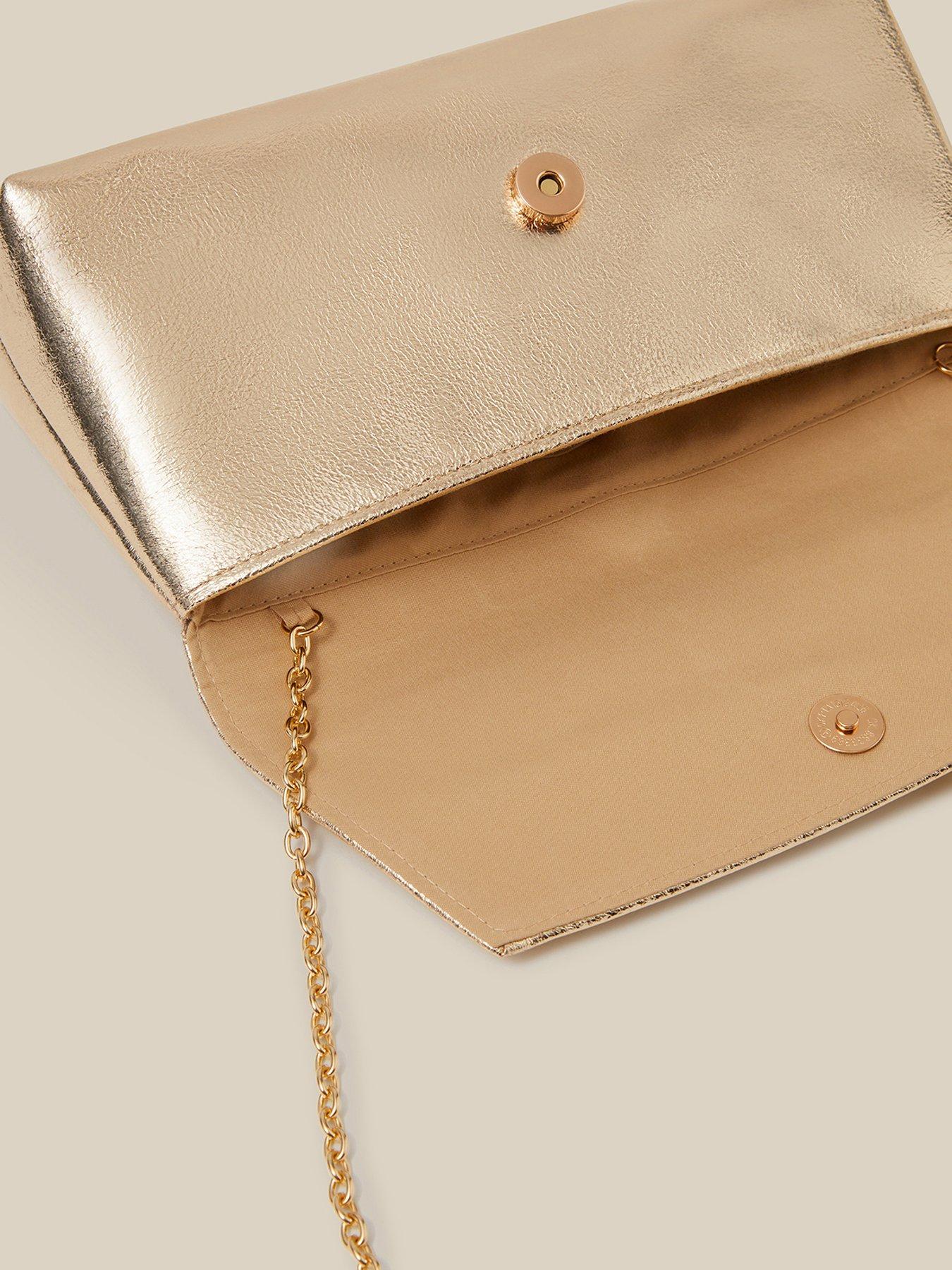 Image 3 of 4 of Monsoon Womens Pippa Bow Metallic Clutch Bag - Gold